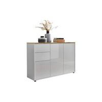 Kommode Mailand Typ 10 Weiß - Weiß Hochglanz/Schwarz, MODERN, Holzwerkstoff/Kunststoff (105,5/73/33cm) - MID.YOU