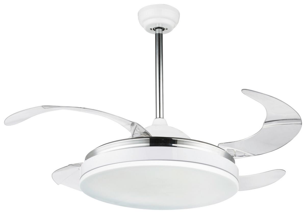 Stropni Ventilator 0351 - opal/prosojno, Moderno, kovina/umetna masa (100/65cm) - Globo