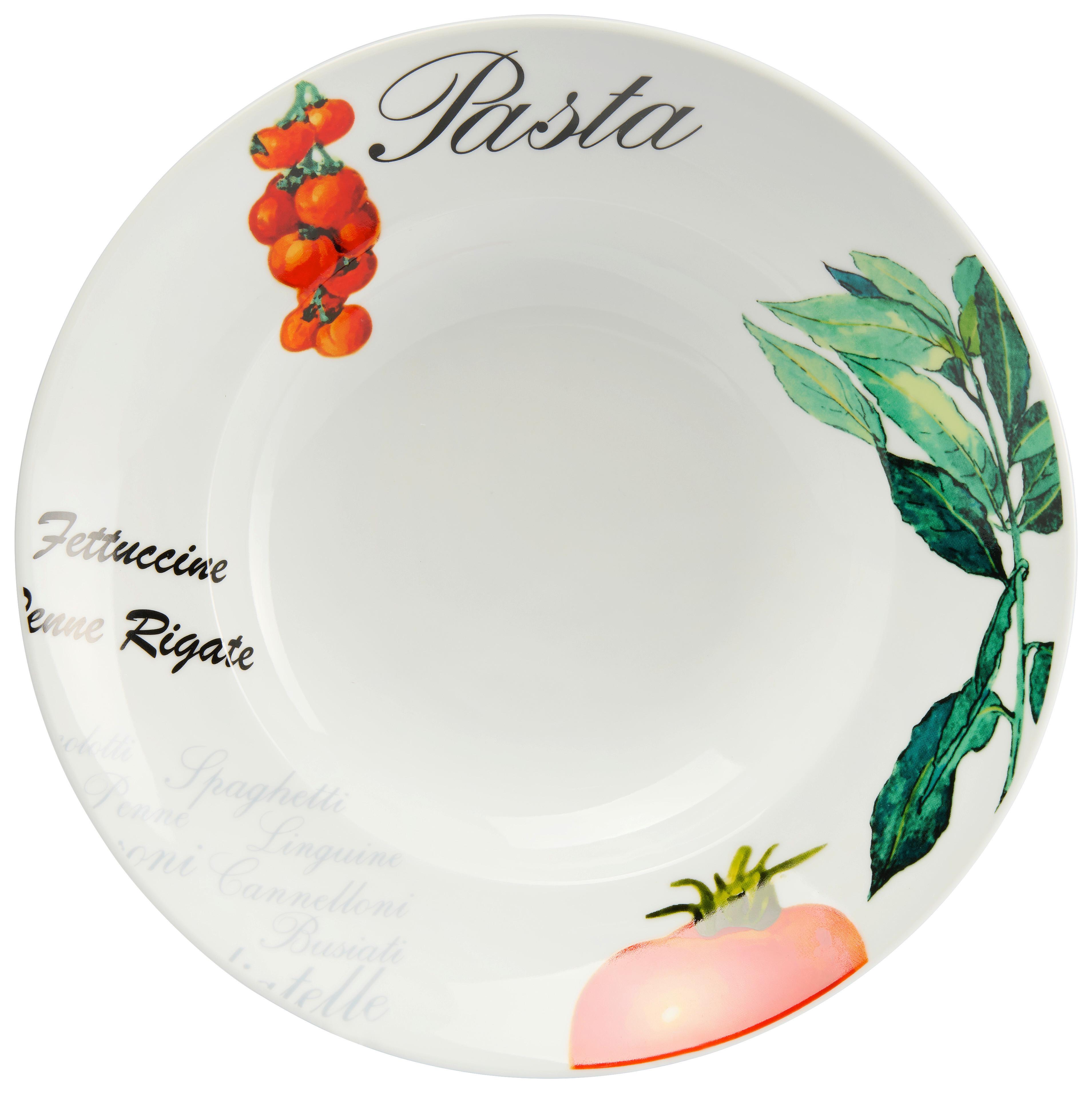TALERZ DO MAKARONU MIA CUCINA - biały/różnokolorowy, Basics, ceramika (27cm) - Boxxx