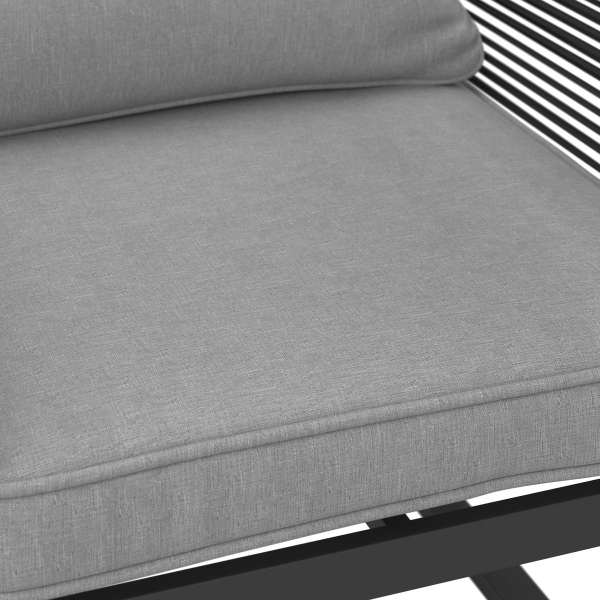 Balkonset Paulina Hellgrau Metall/Outdoorstoff +Abdeckung - Hellgrau/Schwarz, MODERN, Glas/Kunststoff - Bessagi Garden