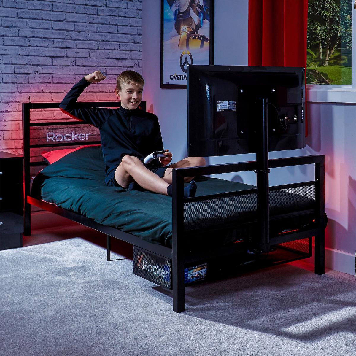 Gamingbett Basecamp 90x190cm Ohne TV Schwarz - Schwarz, MODERN, Metall (90/190cm) - X Rocker