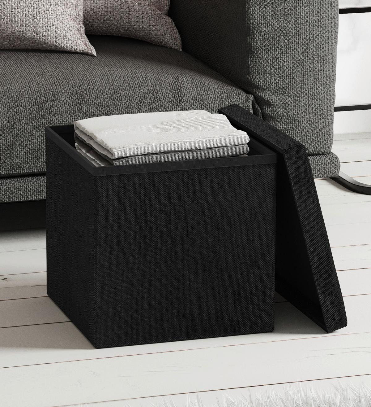 Zaboj Za Sedenje Boxas, Antracit - antracit, Basics, umetna masa/leseni material (38/38/38cm) - MID.YOU