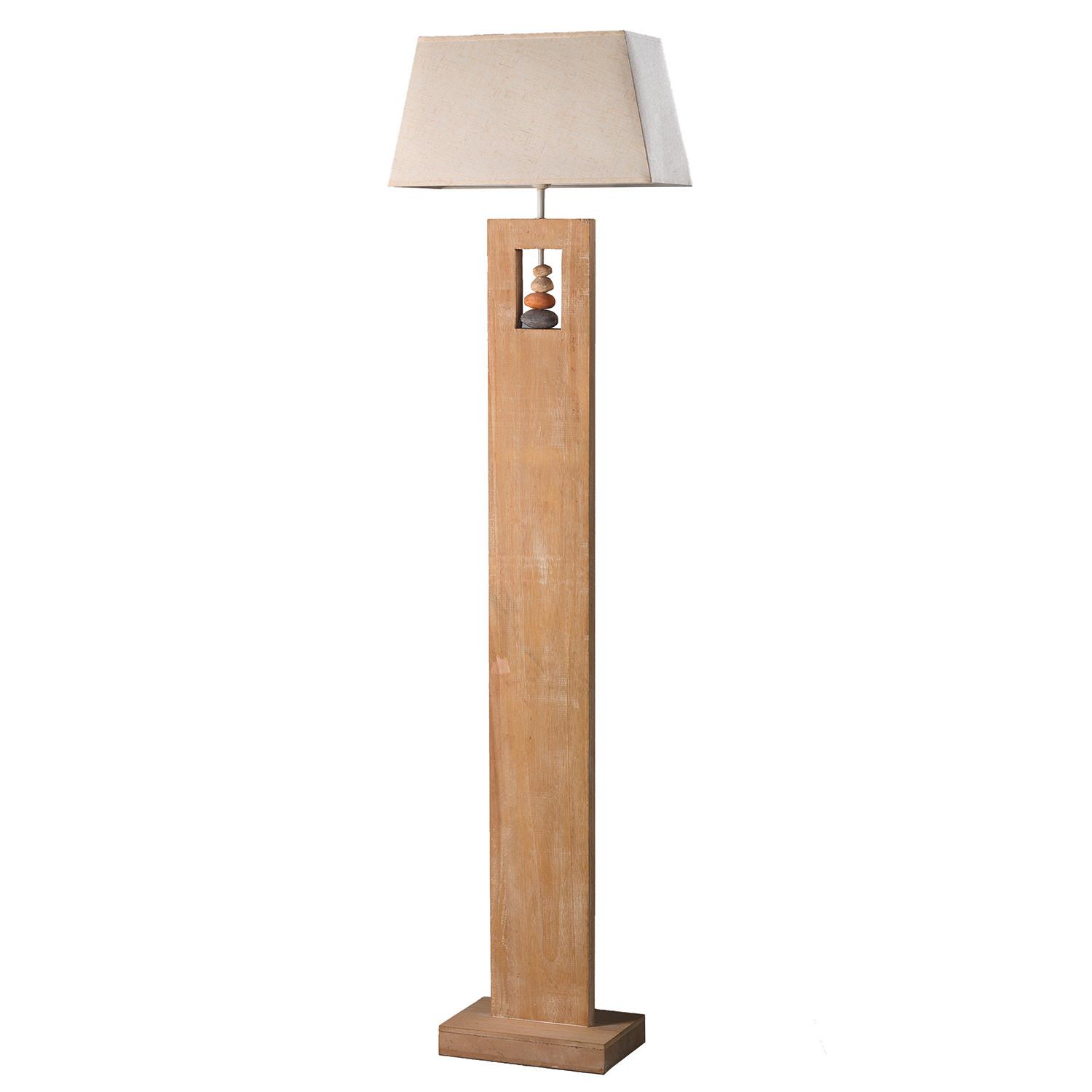 Stehleuchte Miriel Beige max. 22 Watt - Beige, Natur, Holz/Textil (45/23/170cm)