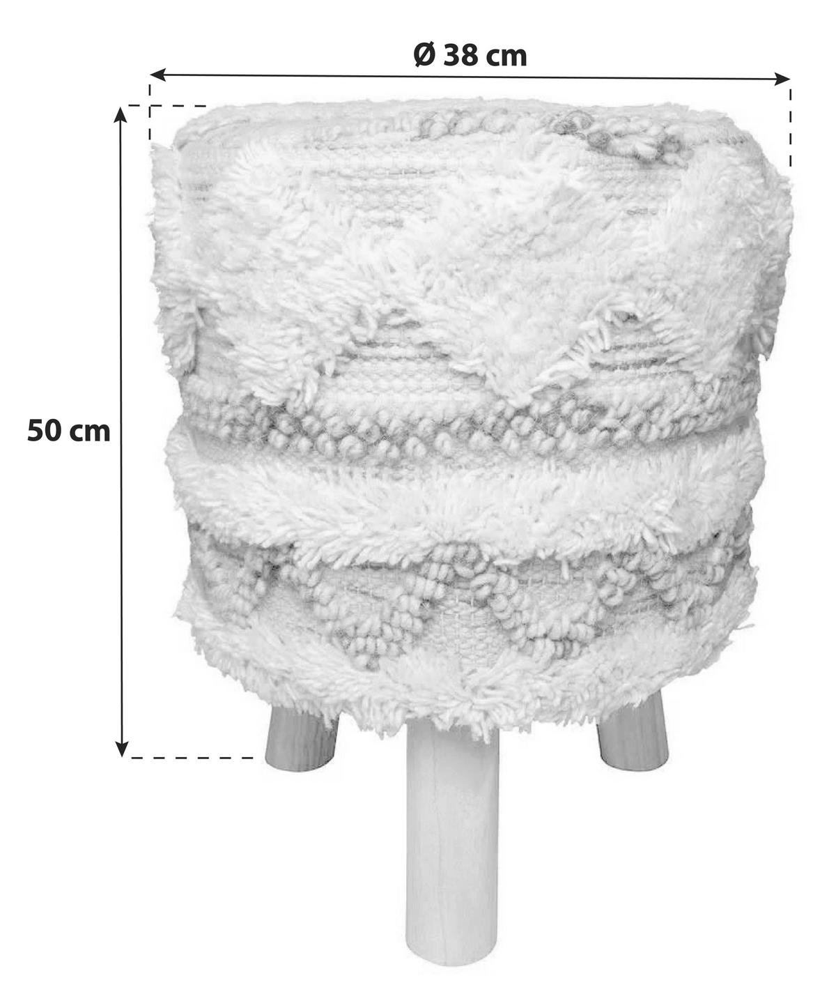 Hocker Bohist Creme, Rosa Makramee - Creme/Rosa, Trend, Holz/Textil (38/50/38cm) - Kayoom