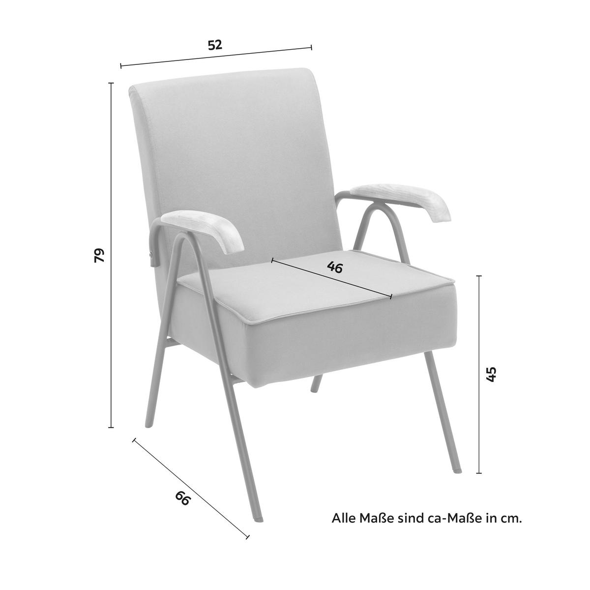 Sessel Nati Grau Mikrofaser - Schwarz/Naturfarben, MODERN, Holz/Textil (52/79/66cm) - Bessagi Home