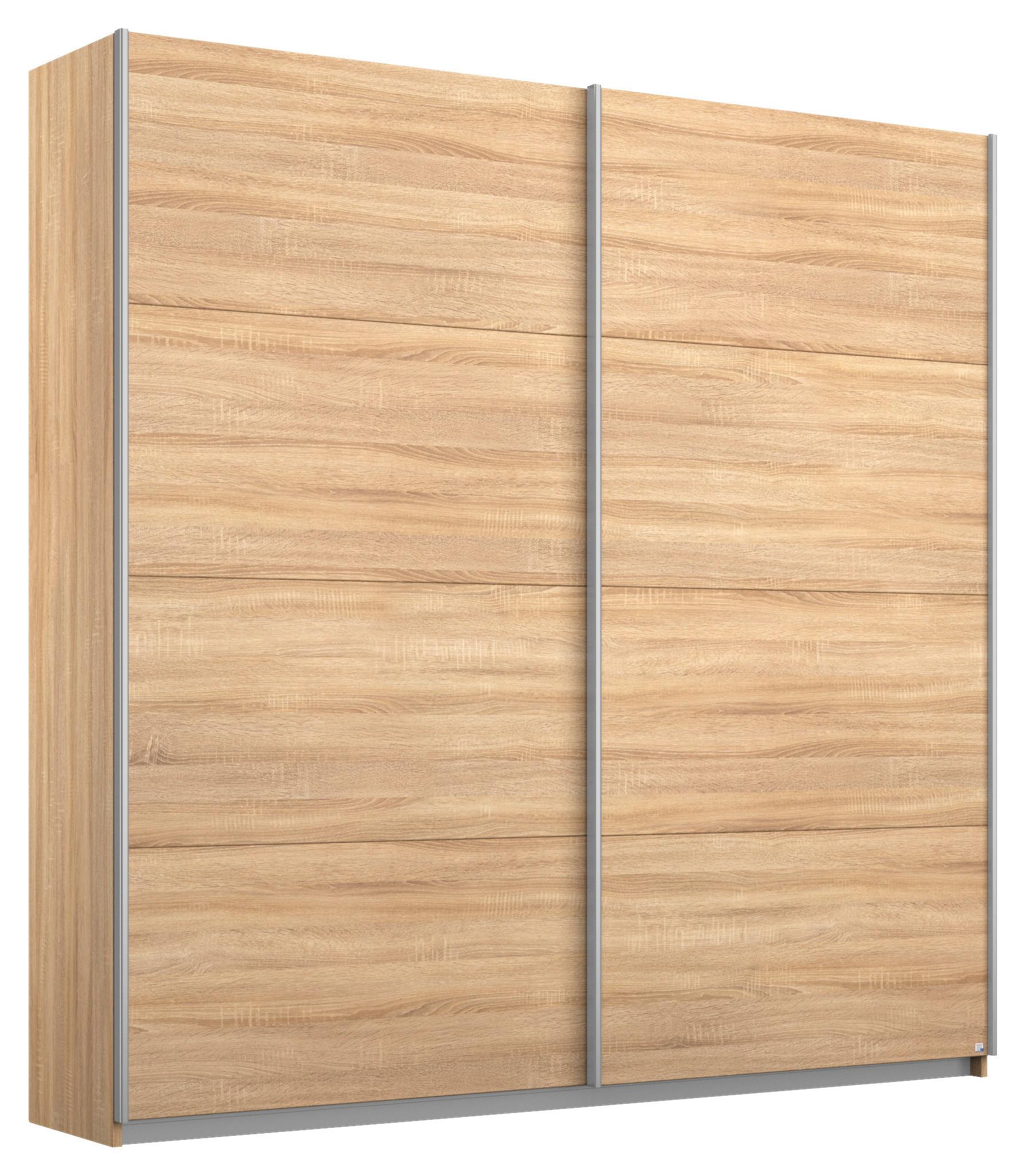 Schwebetürenschrank "Belluno", eiche - Alufarben/Sonoma Eiche, MODERN, Holzwerkstoff/Metall (181/210/62cm) - Rauch Möbel