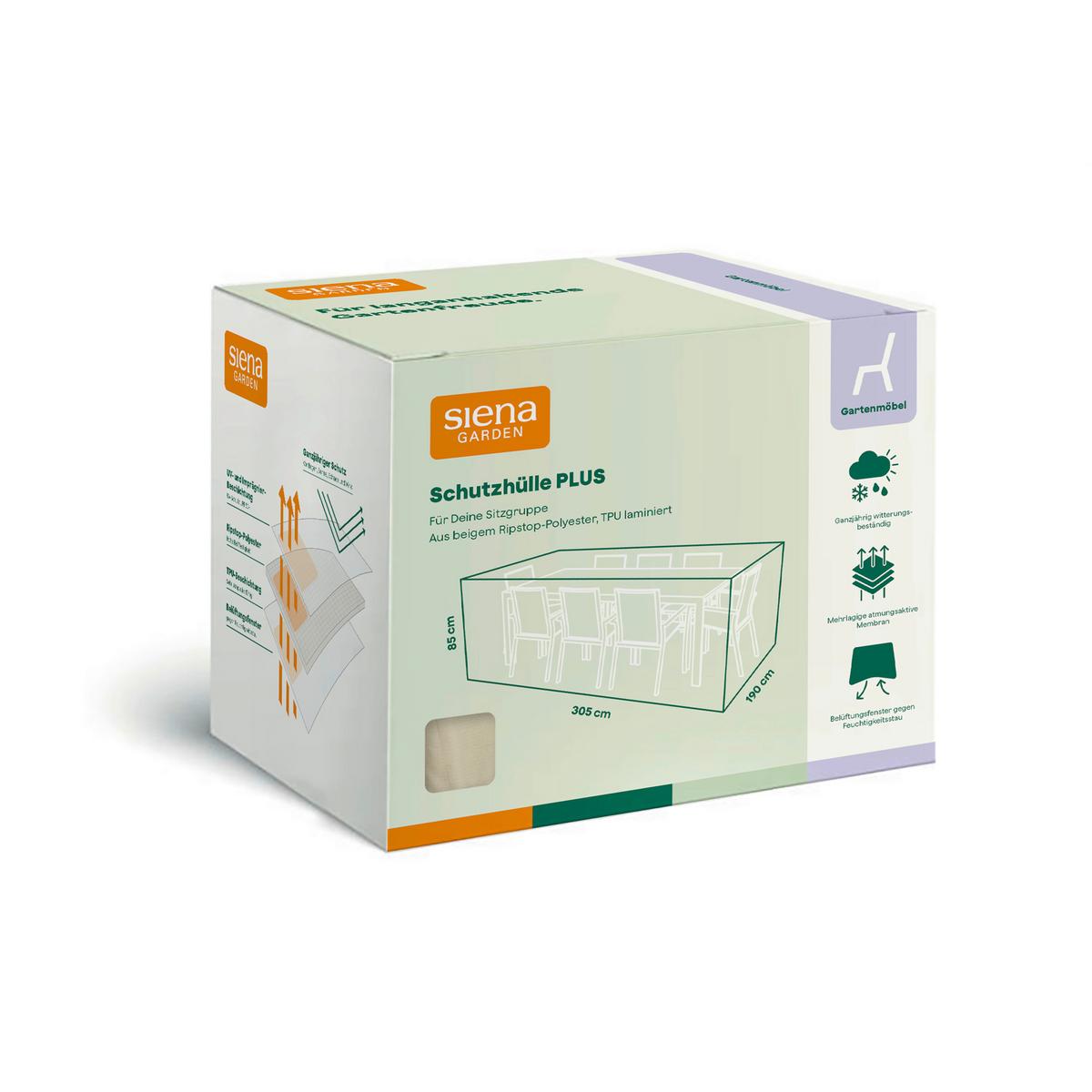 SCHUTZHÜLLE PLUS SITZGRUPPEN SCHUTZHÜLLE - Beige, MODERN, Kunststoff (190/85/305cm) - Siena Garden