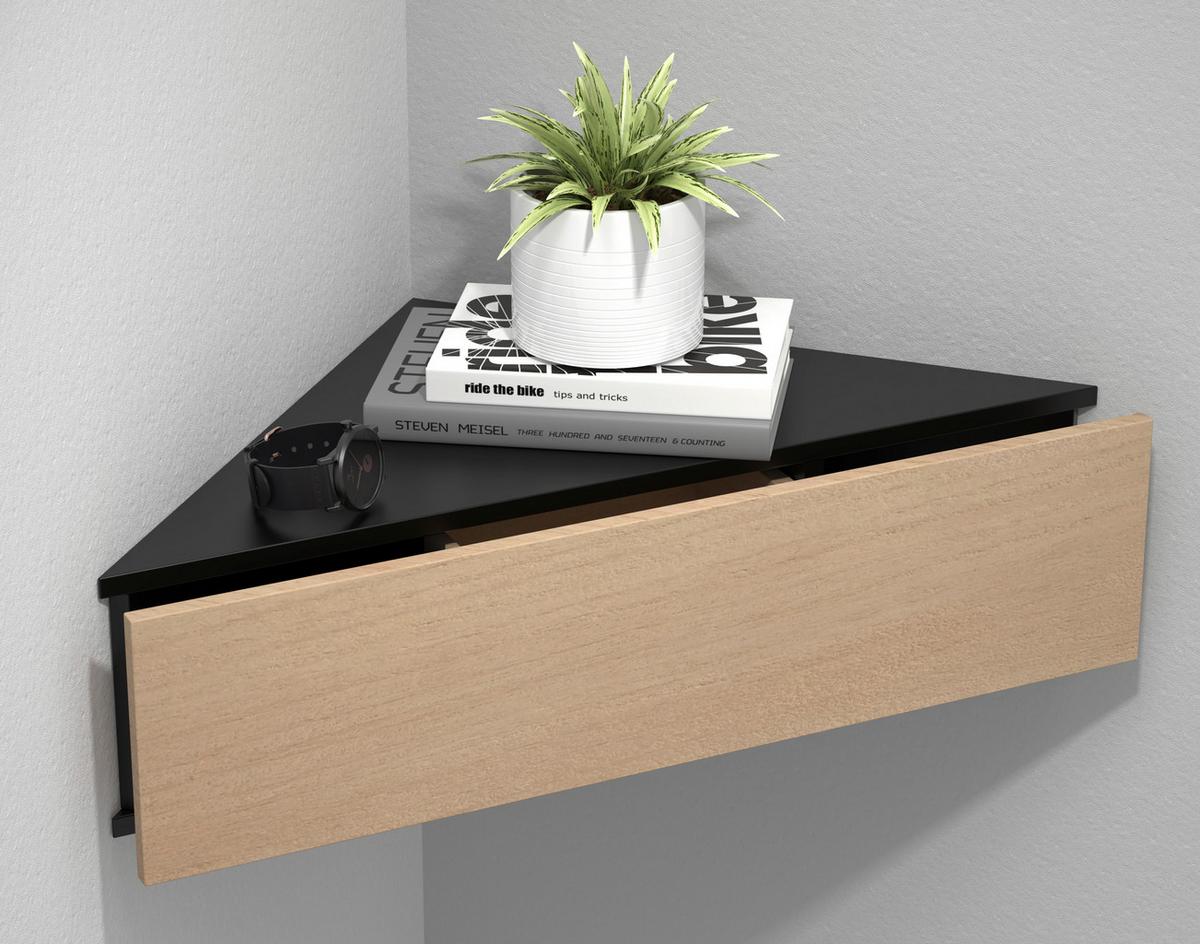 NACHTKÄSTCHEN USAL S - Honigeiche/Schwarz, Modern, Holzwerkstoff (60/15/42,4cm) - MID.YOU