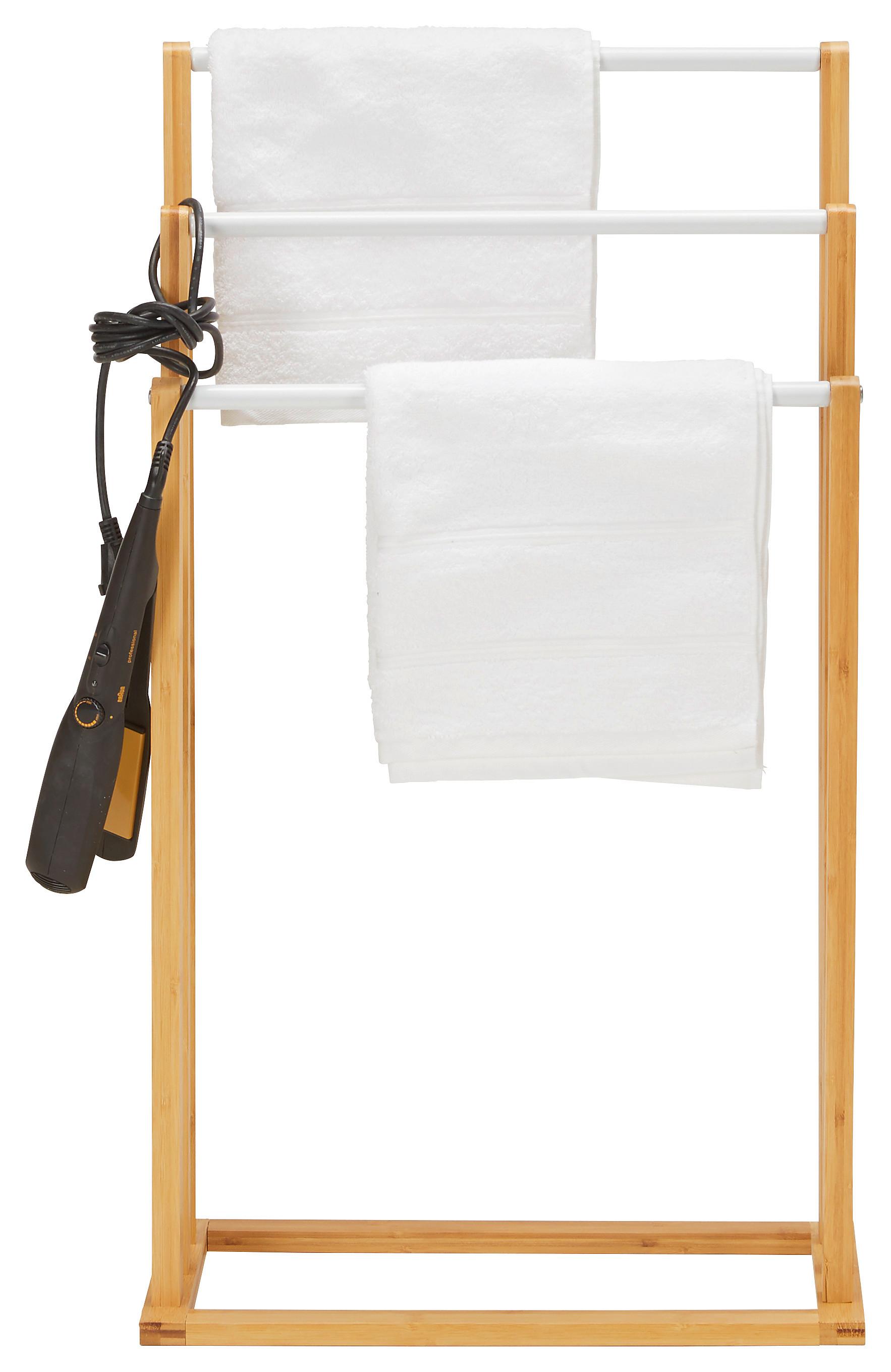 Handtuchhalter Anni II aus Echtholz - Weiss/Naturfarben, Modern, Holz/Metall (46/82/24cm) - Mömax