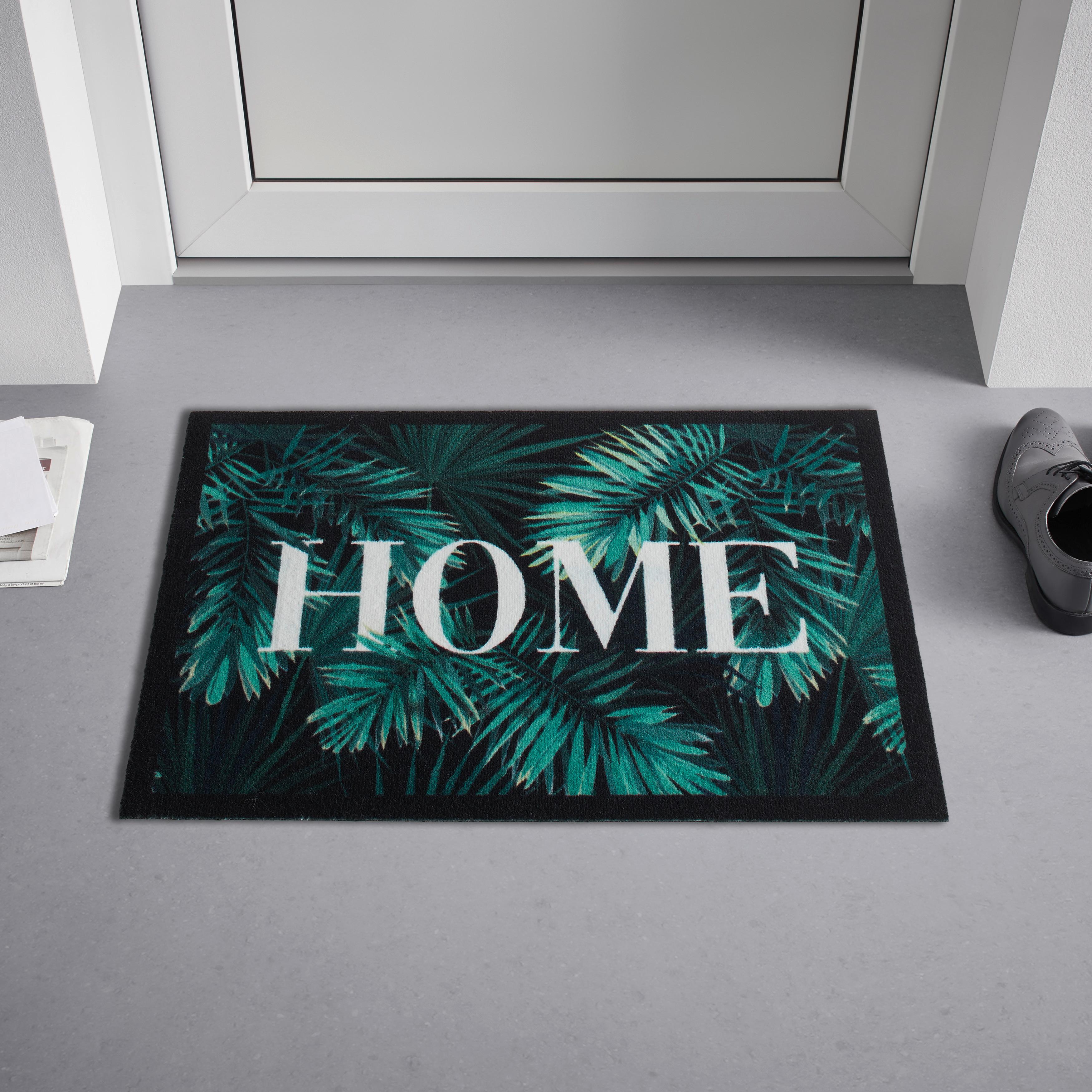 Fußmatte Jungle Leaves Anthrazit/Grün ca. 50x70cm - Anthrazit/Grün, Basics, Kunststoff (50/70cm) - Modern Living