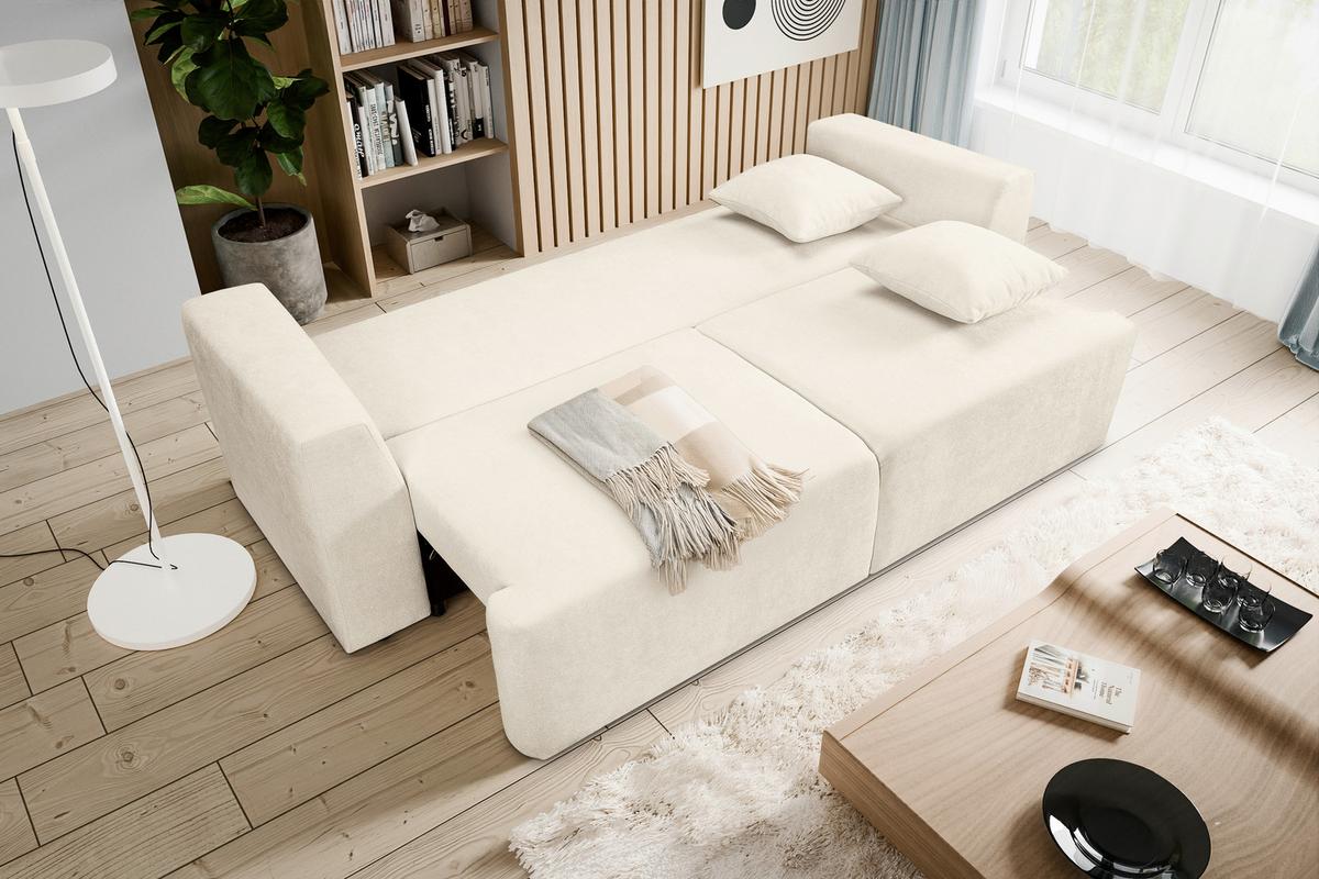 Schlafsofa Point Creme - Creme/Schwarz, Basics, Holz/Kunststoff (250/95/99cm) - MID.YOU