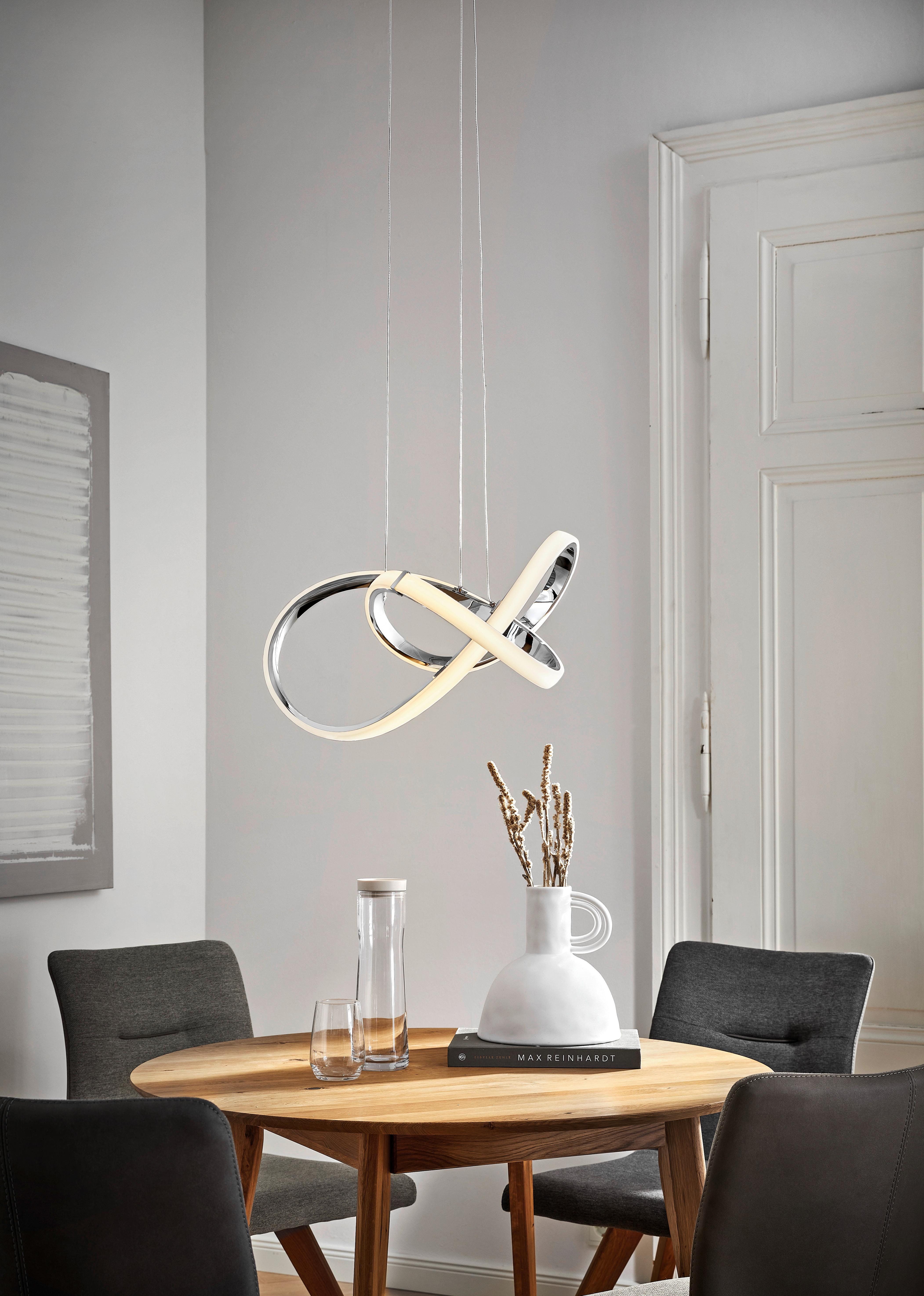LAMPA WISZĄCA LED INDIGO - kolor chromowy, Design, tworzywo sztuczne/metal (55/150cm) - Dieter Knoll