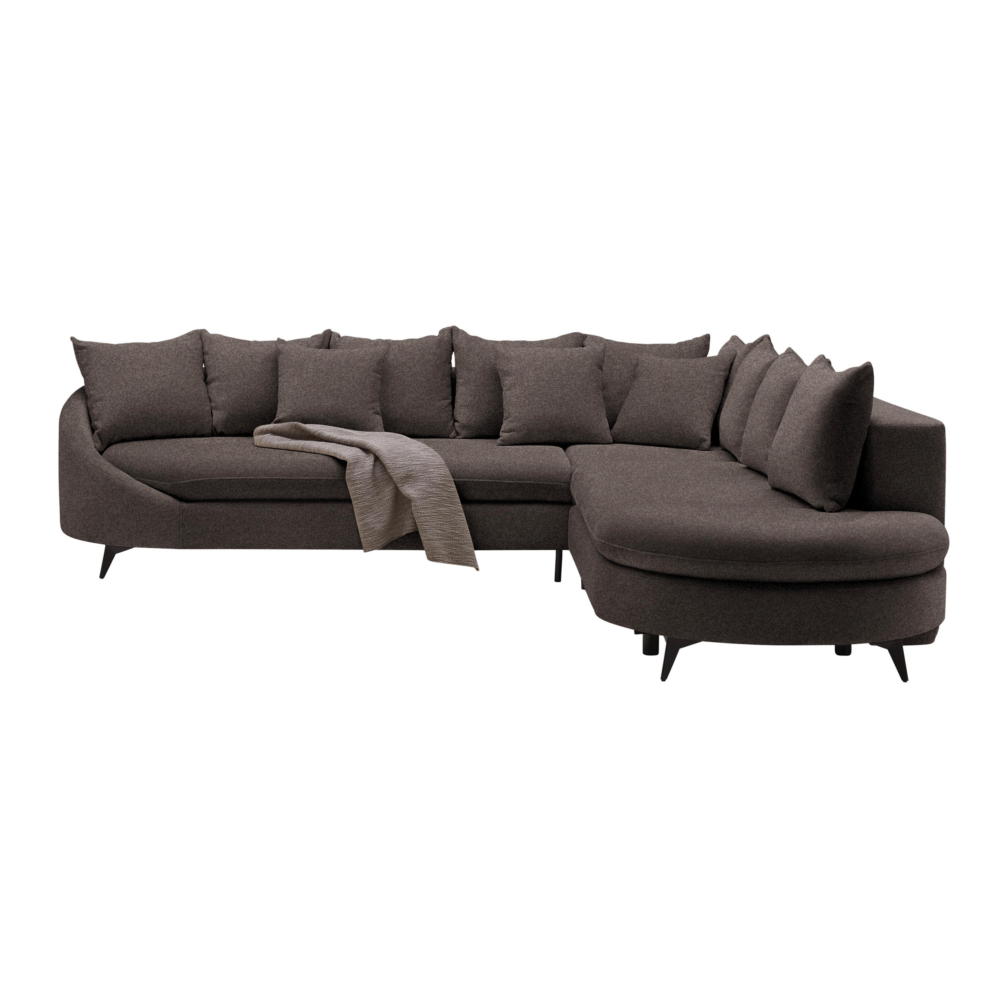 Ecksofa Axel Mokka - Schwarz/Mokka, MODERN, Textil/Metall (291/250cm) - Mömax