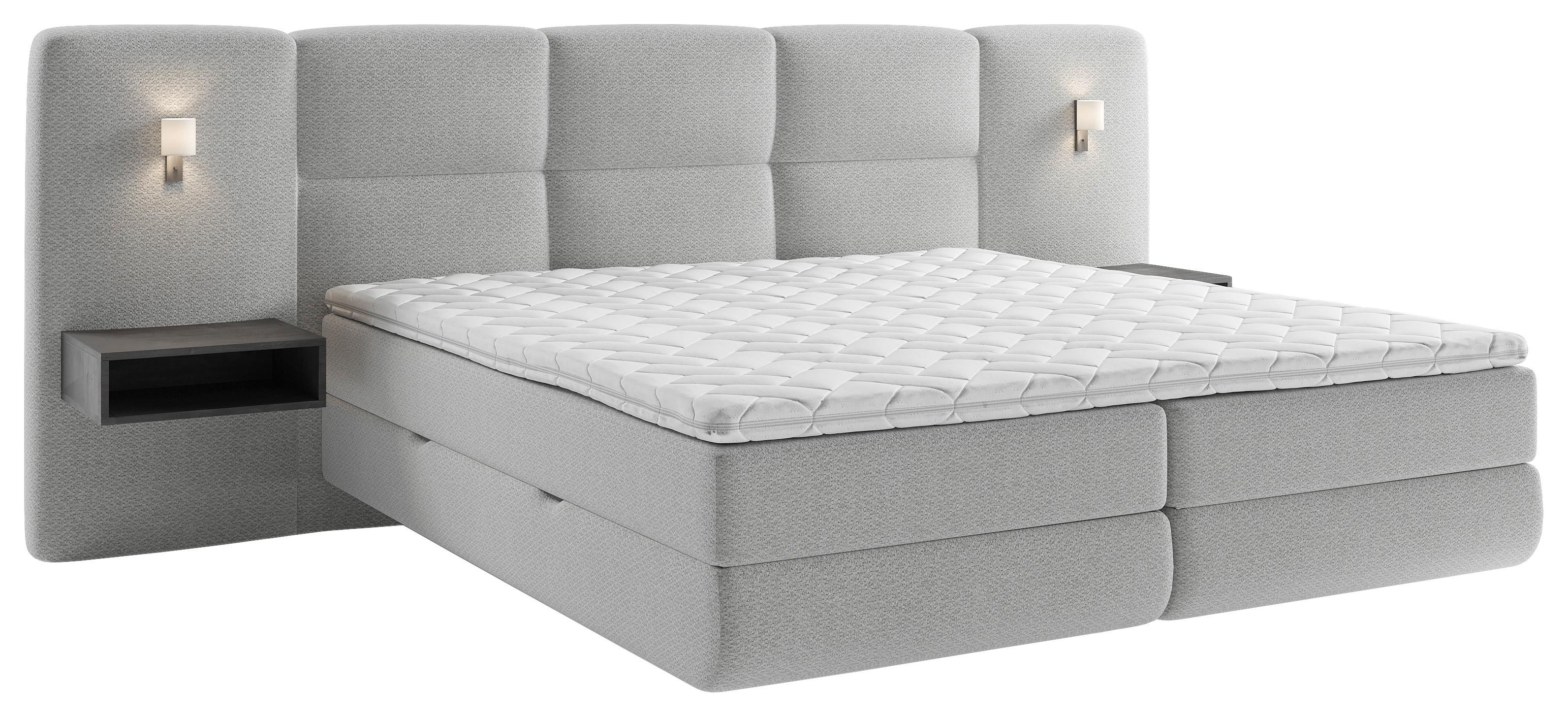 ŁÓŻKO BOXSPRING BENITO - greige/czarny, Basics, materiał drewnopochodny/tworzywo sztuczne (180/200cm) - Esposa