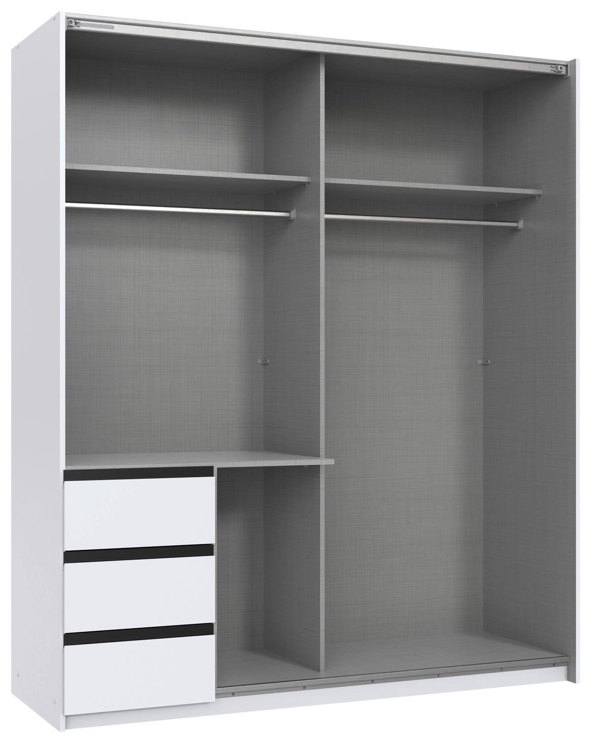 Schwebetürenschrank Adria Weiß/Graphitfarben - Graphitfarben/Schwarz, KONVENTIONELL, Holzwerkstoff/Metall (168/198/63cm) - Mömax