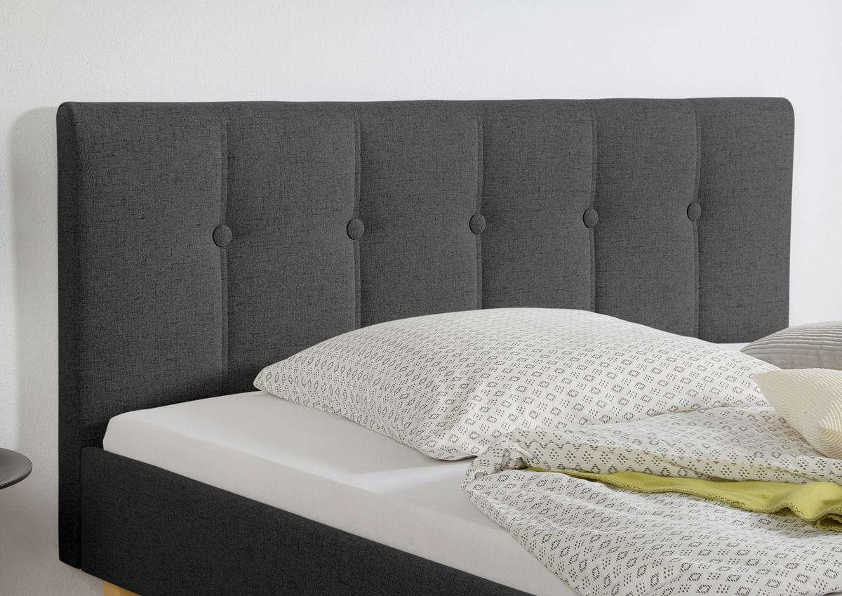 Polsterbett Kenny Anthrazit ca. 200x200 cm - Anthrazit/Naturfarben, MODERN, Holz/Textil (200/200cm) - Livetastic