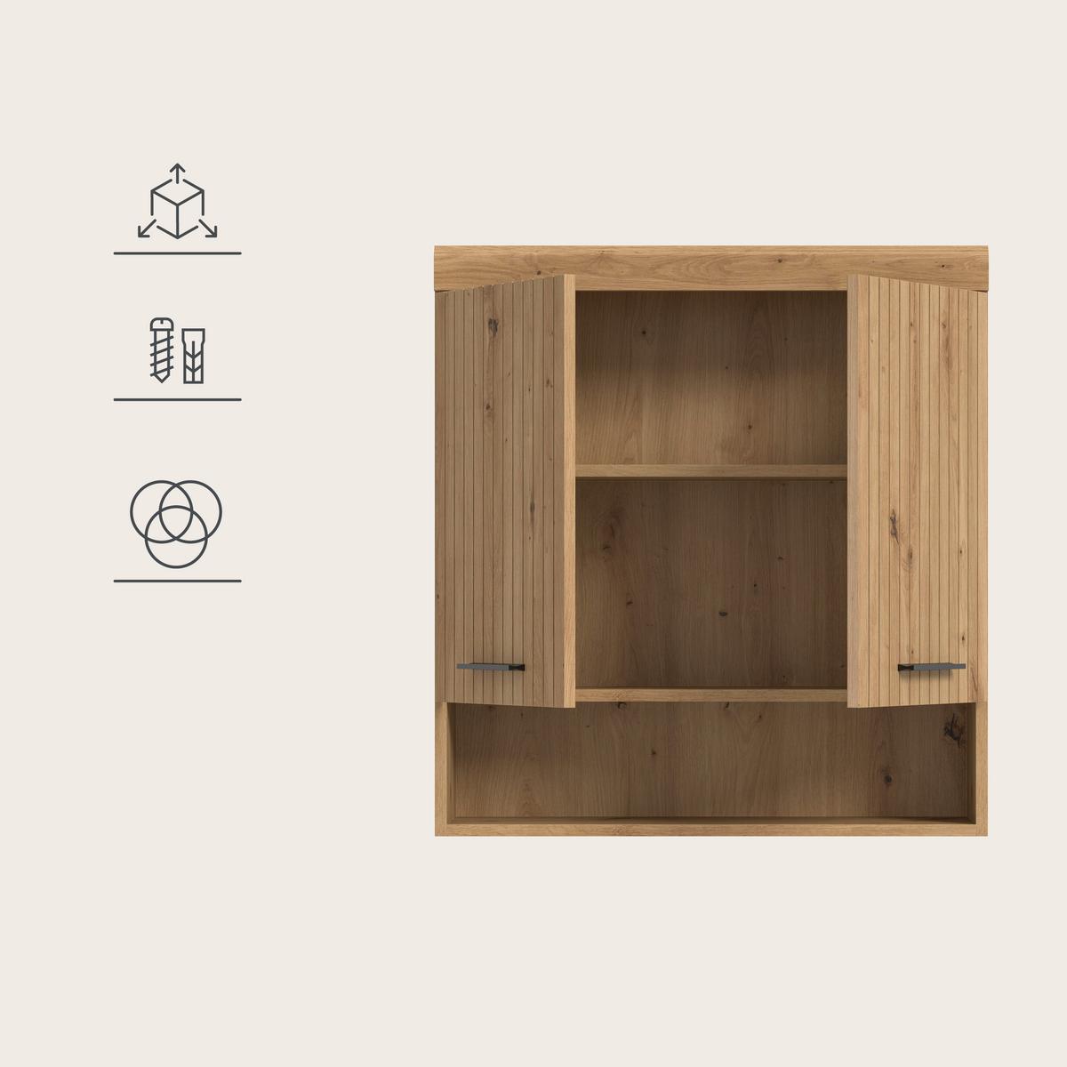 Hängeschrank Scout Eiche Artisan - Schwarz/Eiche Artisan, Trend, Holzwerkstoff/Kunststoff (74/79/24cm) - MID.YOU