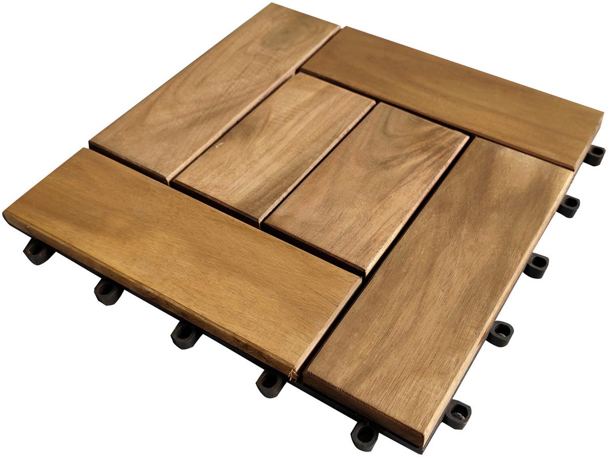 PŁYTKA TARASOWA 10 SZT. - kolor akacjowy, Basics, tworzywo sztuczne/drewno (30/30/2,4cm) - Ambia Garden