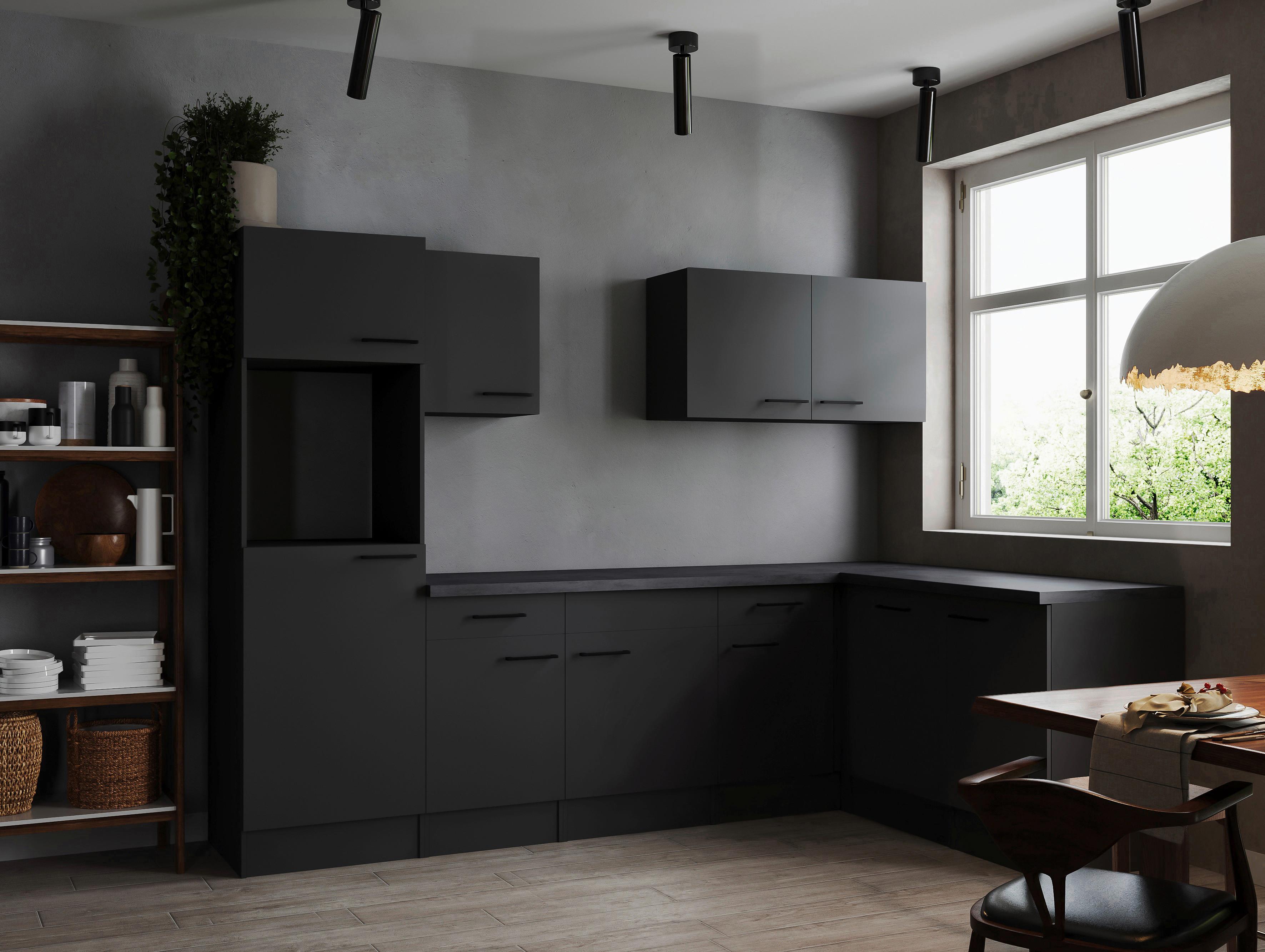 Kotna Kuhinja Brez Aparatov Oliver, 280x172cm - temno siva/črna, Design, kovina/leseni material (280/172cm) - Respekta