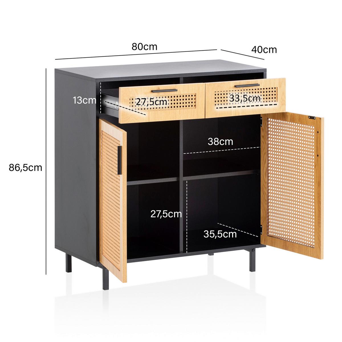 Komoda Wl6.830 - črna/rjava, Konvencionalno, kovina/leseni material (80/86,5/40cm) - Livetastic