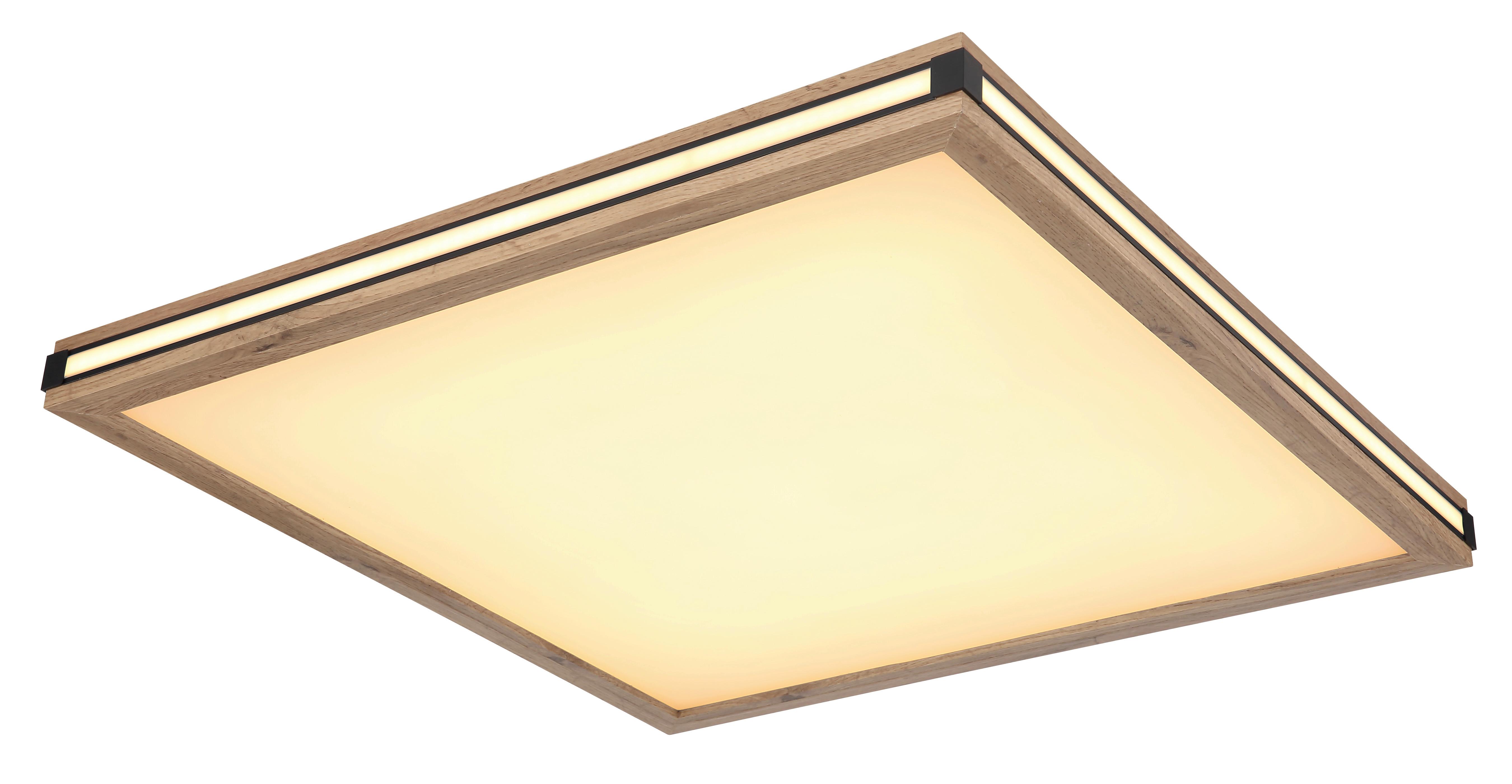 LED-Deckenleuchte Carla Weiß/Dunkelbraun max. 36 Watt - Dunkelbraun/Opal, Natur, Holzwerkstoff/Kunststoff (60/60/7,5cm) - Globo