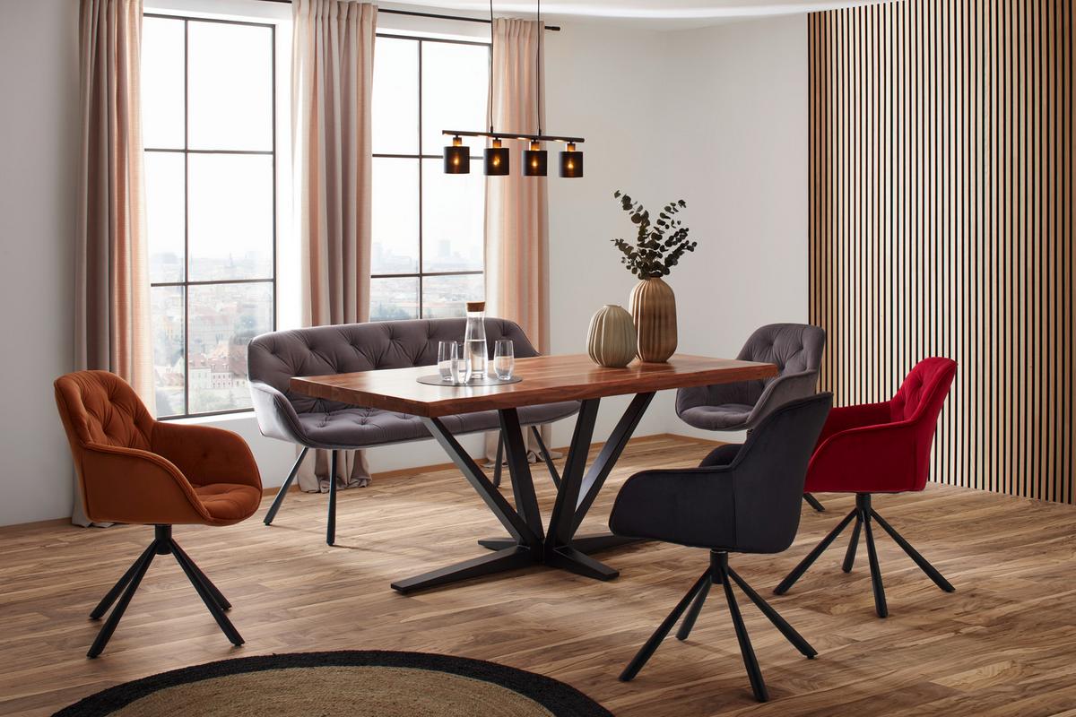 Masă VECTOR - negru/culoare lemn acacia, Modern, lemn/metal (180/90/76cm) - Zandiara