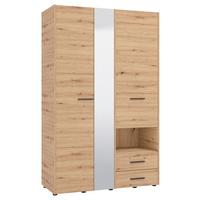 Omara Za Oblačila Leon, Barva Hrasta, Š. 128 Cm - črna/hrast artisan, Konvencionalno, umetna masa/leseni material (127,5/205,5/54cm) - Mömax