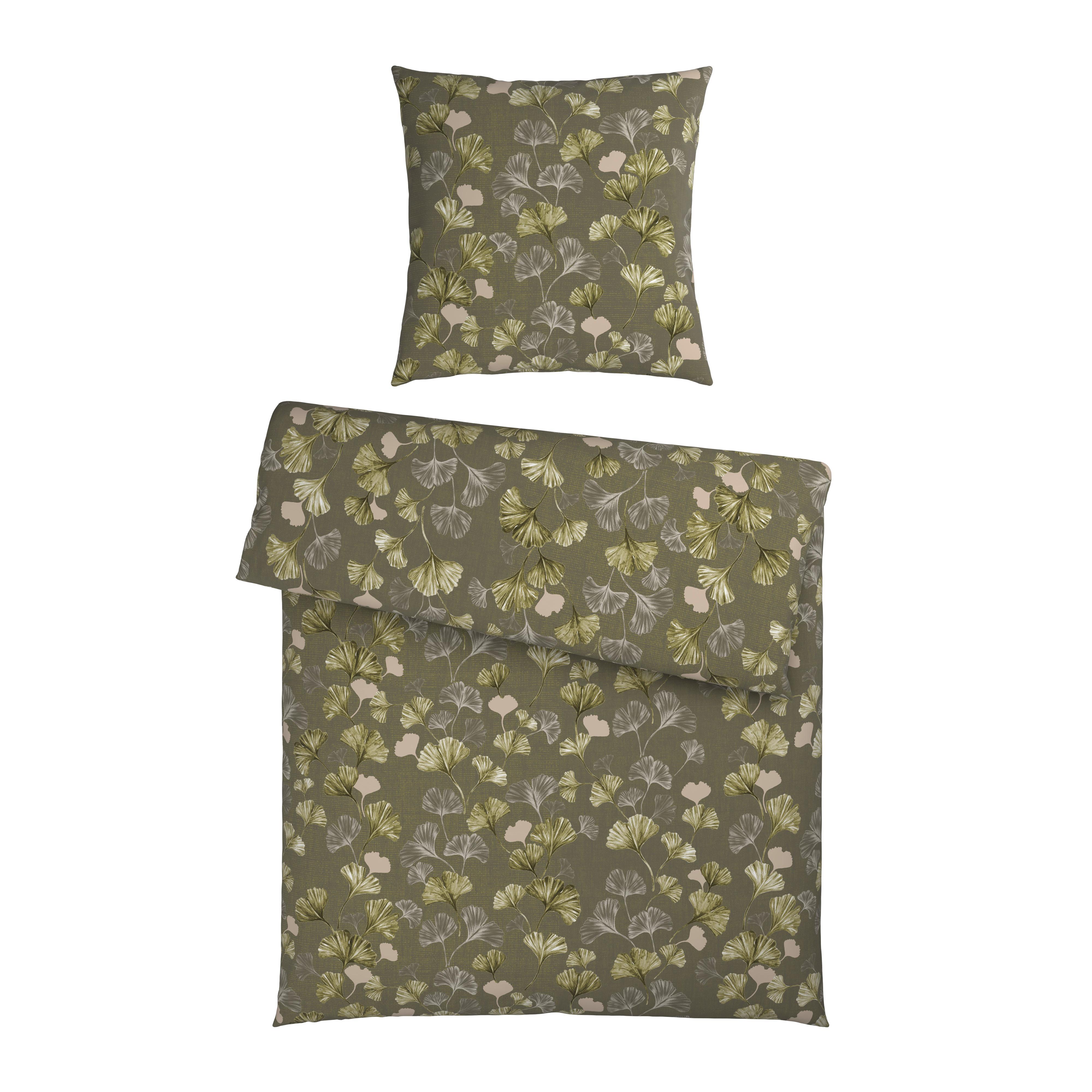 Bettwäsche Yuki Grün/Grau ca. 135x200cm - Grün, MODERN, Textil (135/200cm) - Mömax