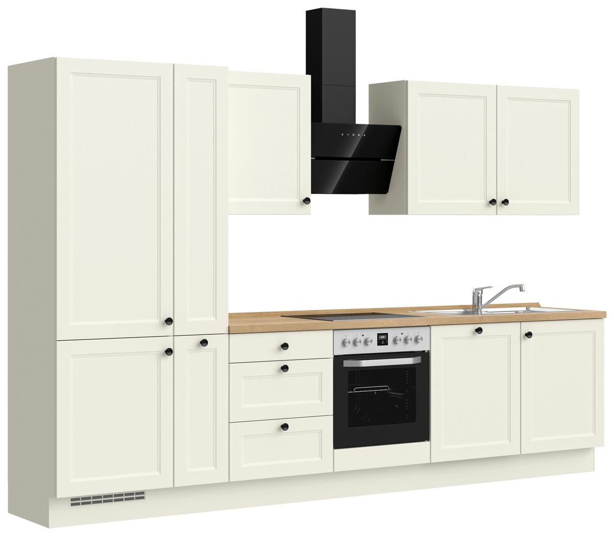 Küchenblock Cascada High m. Geräten Weiß - Eichefarben/Schwarz, MODERN, Holzwerkstoff/Metall (330cm) - Nobilia