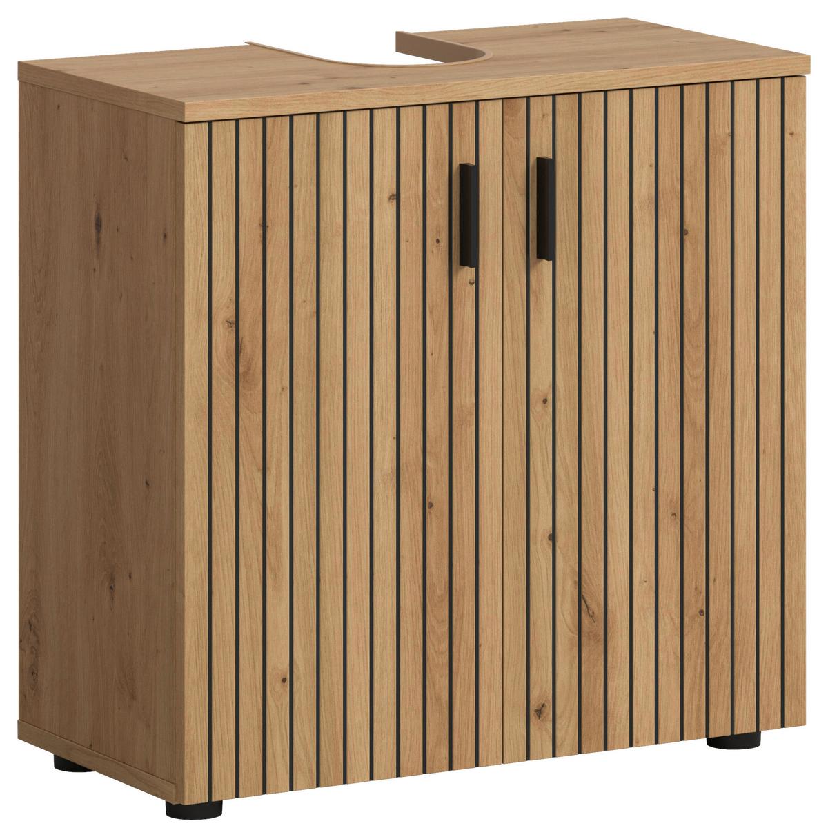 WASCHBECKENUNTERSCHRANK MONE - Schwarz/Eiche Artisan, Basics, Holzwerkstoff/Kunststoff (60/59/30cm) - MID.YOU