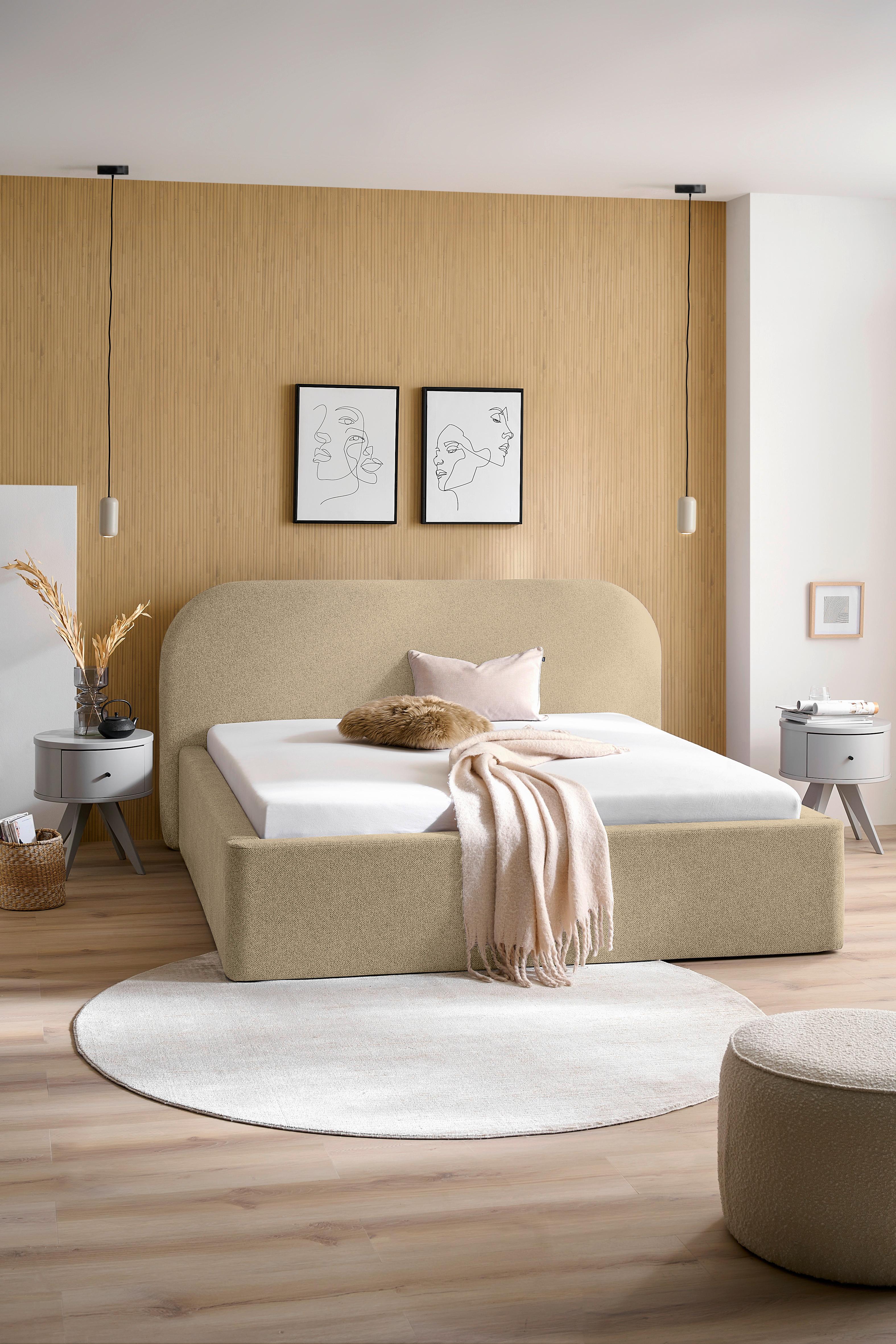 Oblazinjena Postelja - sivobež/črna, Design, tekstil (180/200cm) - Mömax