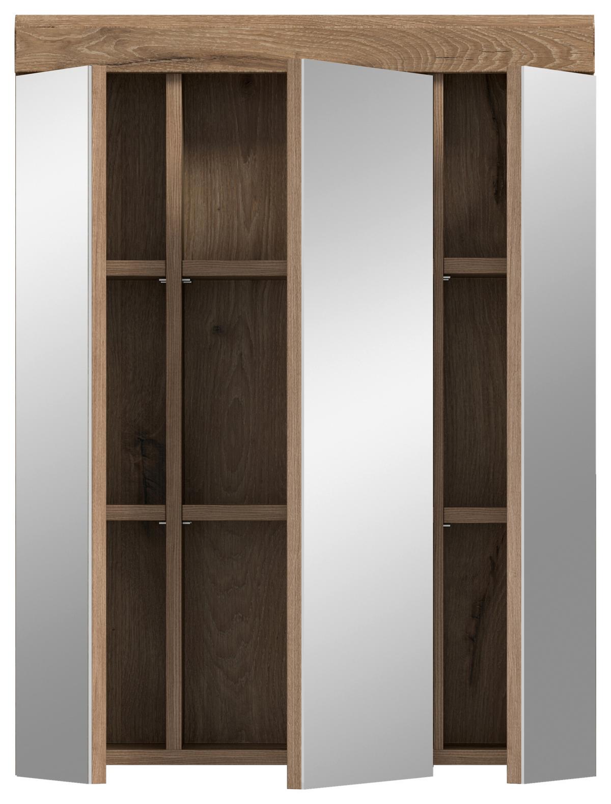 Omara Z Ogledalom Wave, Hrast - Moderno, steklo/leseni material (60/79/18cm) - MID.YOU