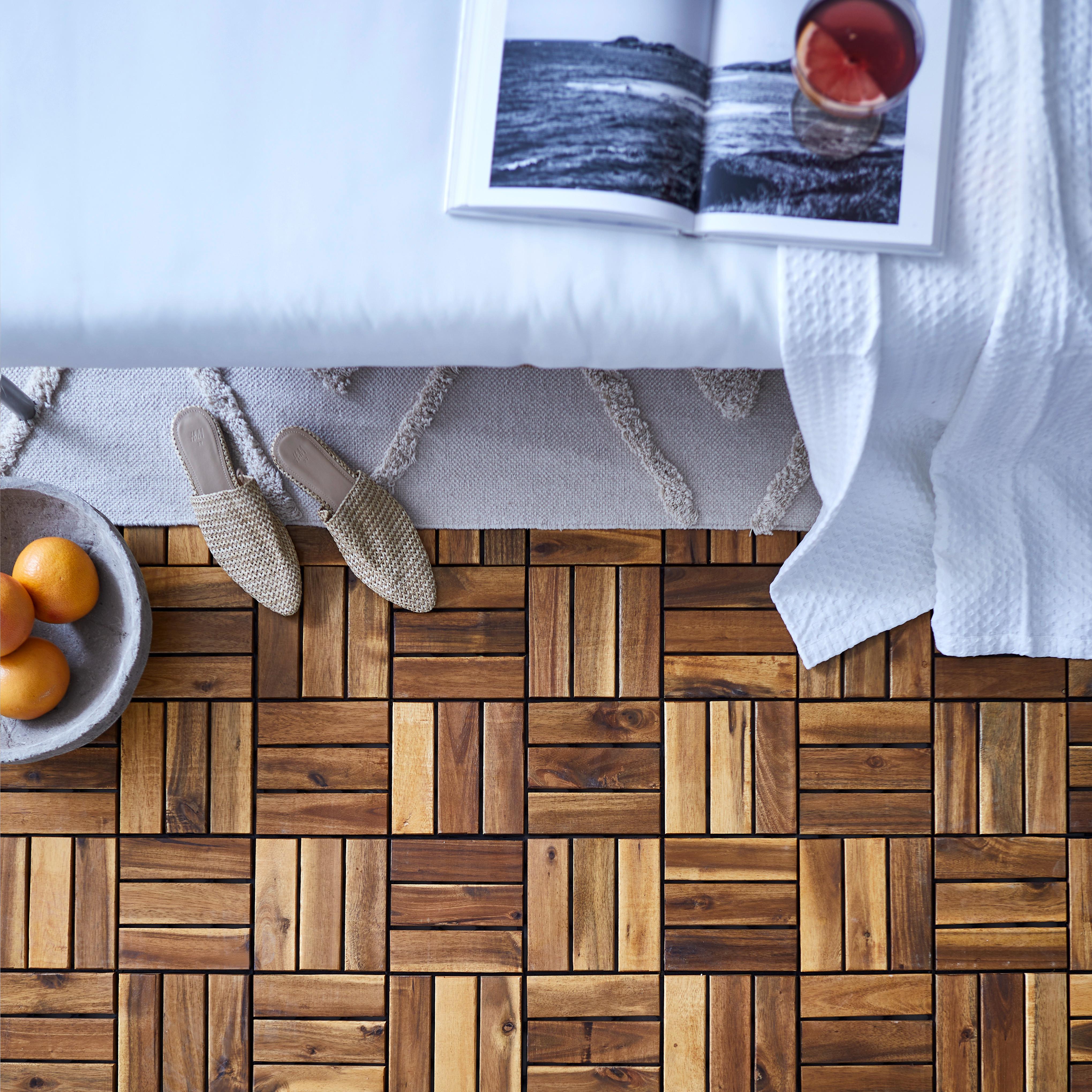 PŁYTKA TARASOWA AKAZIE QUATTRO - kolor akacjowy/brązowy, Konventionell, tworzywo sztuczne/drewno (30/30/2,4cm) - Ambia Garden