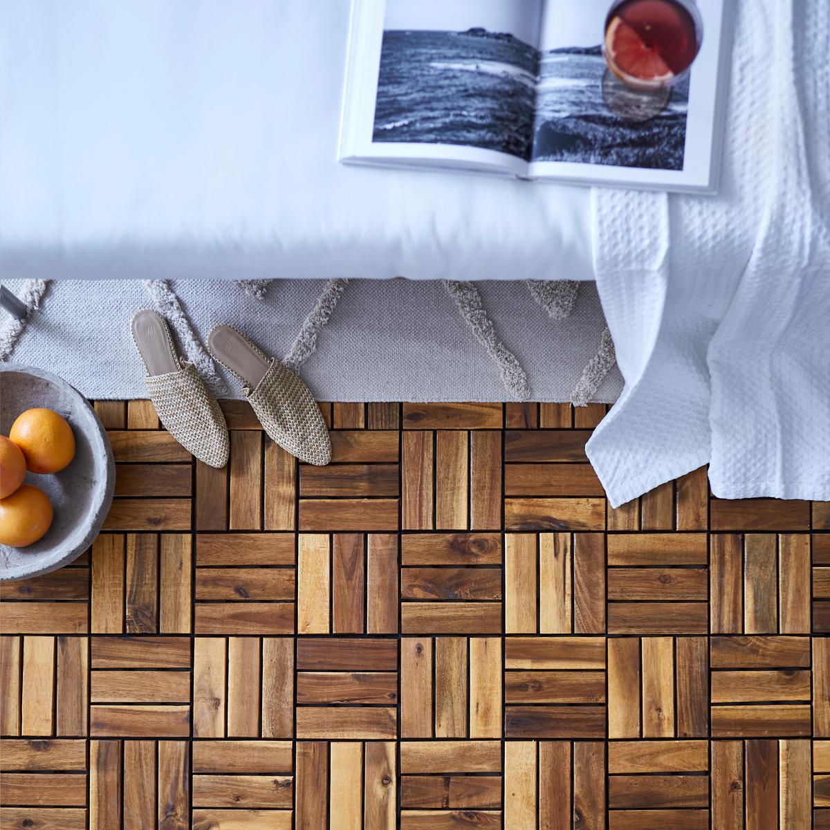 PŁYTKA TARASOWA AKAZIE QUATTRO - kolor akacjowy/brązowy, Konventionell, tworzywo sztuczne/drewno (30/30/2,4cm) - Ambia Garden