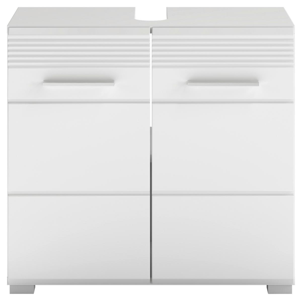 Kopalnica Linus, Bela, 2-Delna - srebrne barve/bela, Moderno, umetna masa/steklo (60/182/34cm) - MID.YOU