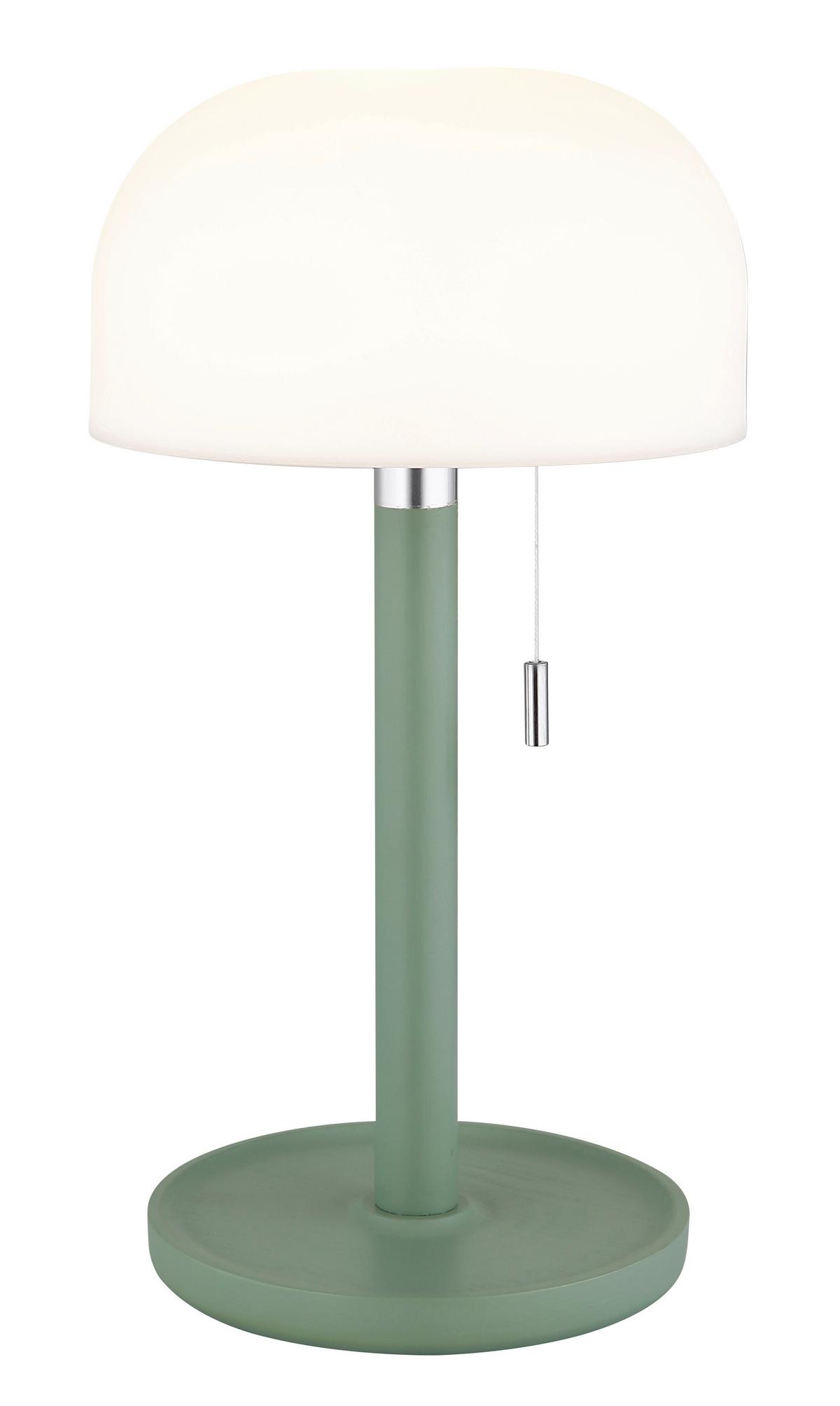 AKKU-TISCHLEUCHTE NORMAN - Weiss/Opal, Trend, Holz/Kunststoff (15/28cm) - Globo