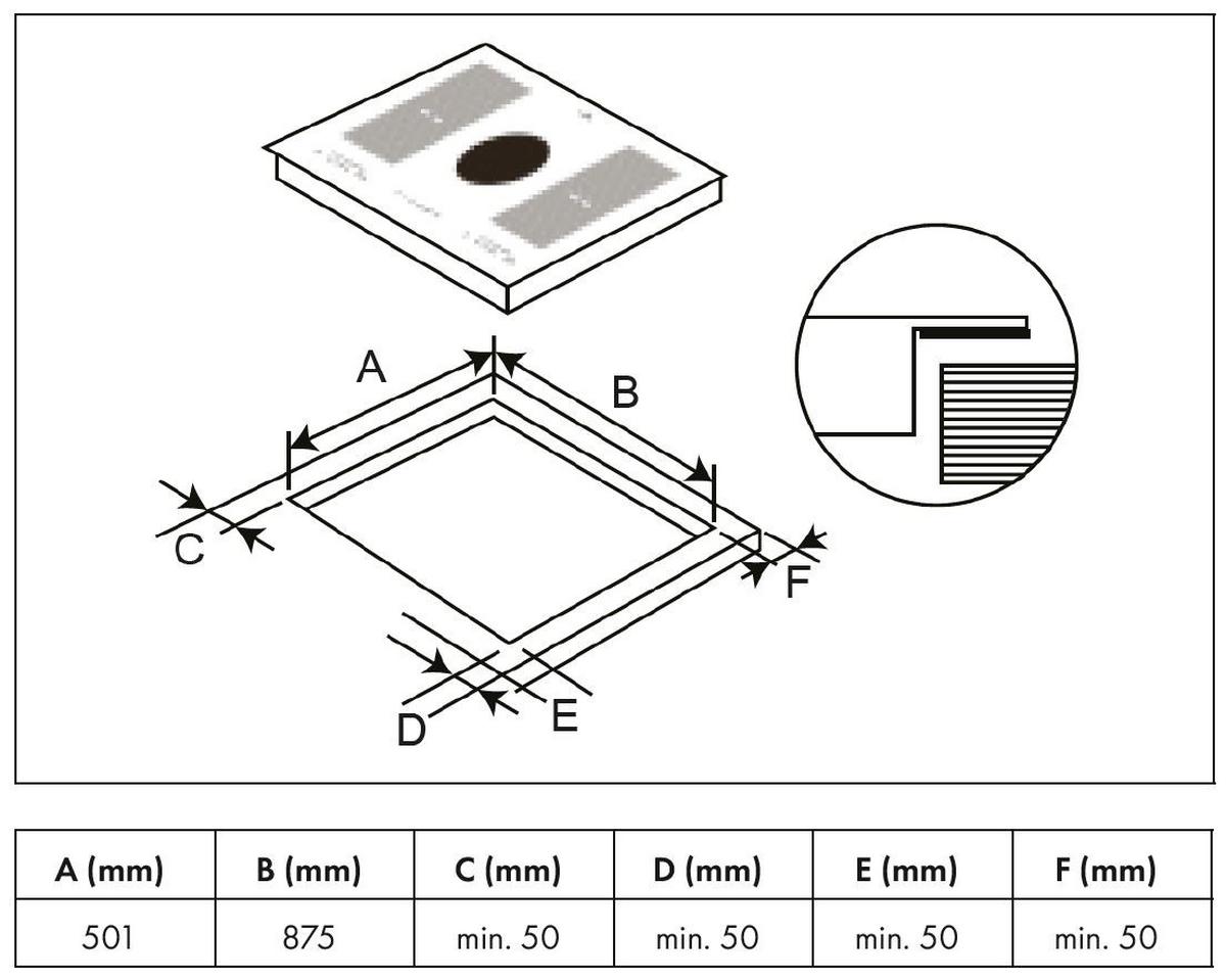 Kochfeld-Dunstabzug-Kombi IN4-DA-2FZA+W - Schwarz, MODERN, Metall (90/24.50/52cm) - PKM