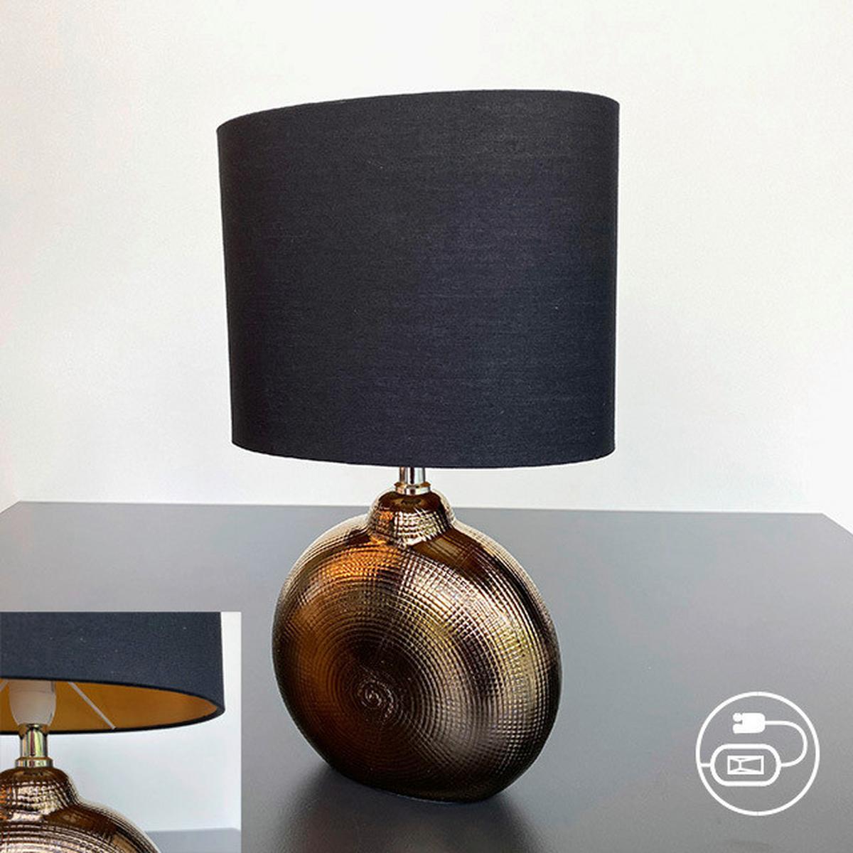 LAMPA STOŁOWA 50558 FORO - kolor brązu/czarny, Konventionell, tworzywo sztuczne/ceramika (23/13/36cm) - Fischer & Honsel