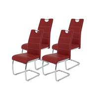 SCHWINGSTUHL-SET FLORA S 4ER-SET - Chromfarben/Bordeaux, MODERN, Textil/Metall (43/98/59cm) - MID.YOU