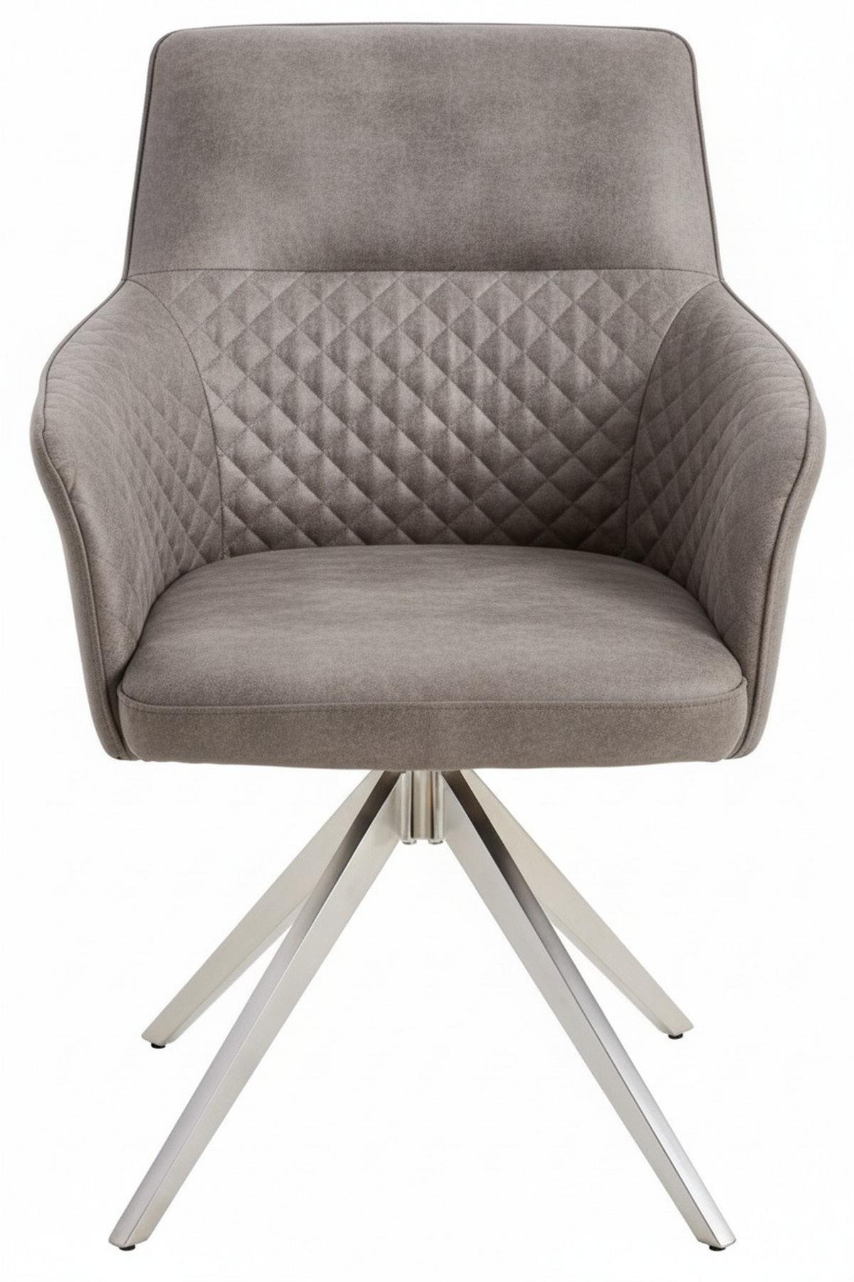 KRZESŁO Z PODŁOKIETNIKAMI KIM - kolor srebrny/kolor stalowy, Basics, metal/tkanina (62/90/63cm) - MID.YOU