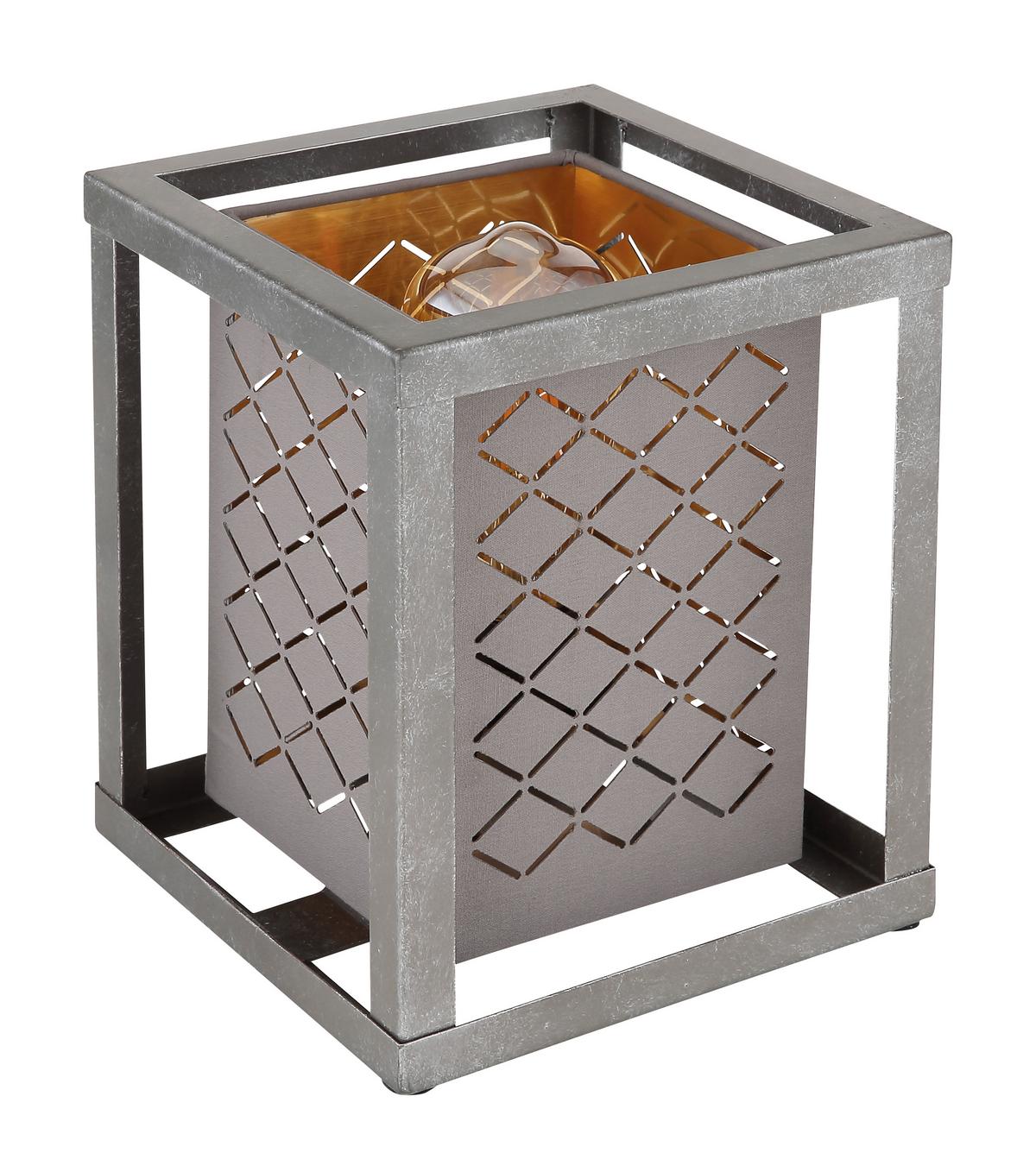 Tischleuchte Thomas in Grau max. 25 Watt - Silberfarben/Goldfarben, Design, Textil/Metall (17/17/22cm) - Globo