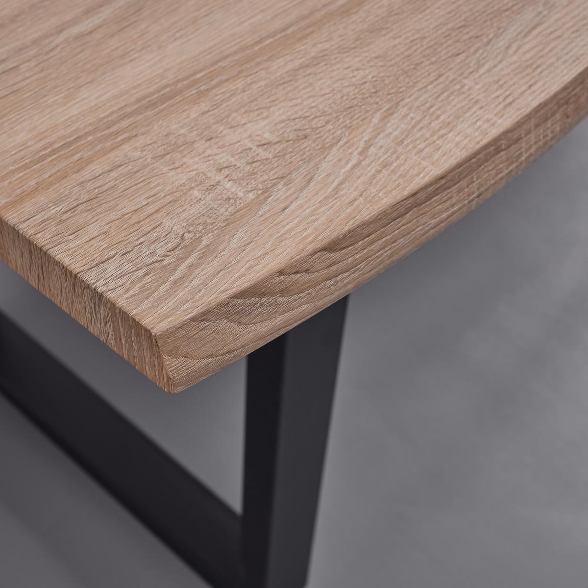 Esstisch Holz "Elicia", ca. 180x90 cm, Eiche - Eichefarben/Schwarz, Modern, Metall (180/76/90cm) - Bessagi Home
