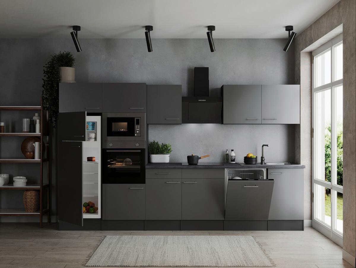 Kuhinjski Blok Z Aparati Oliver, 340cm - srebrne barve/siva, Design, kovina/leseni material (340cm) - Respekta