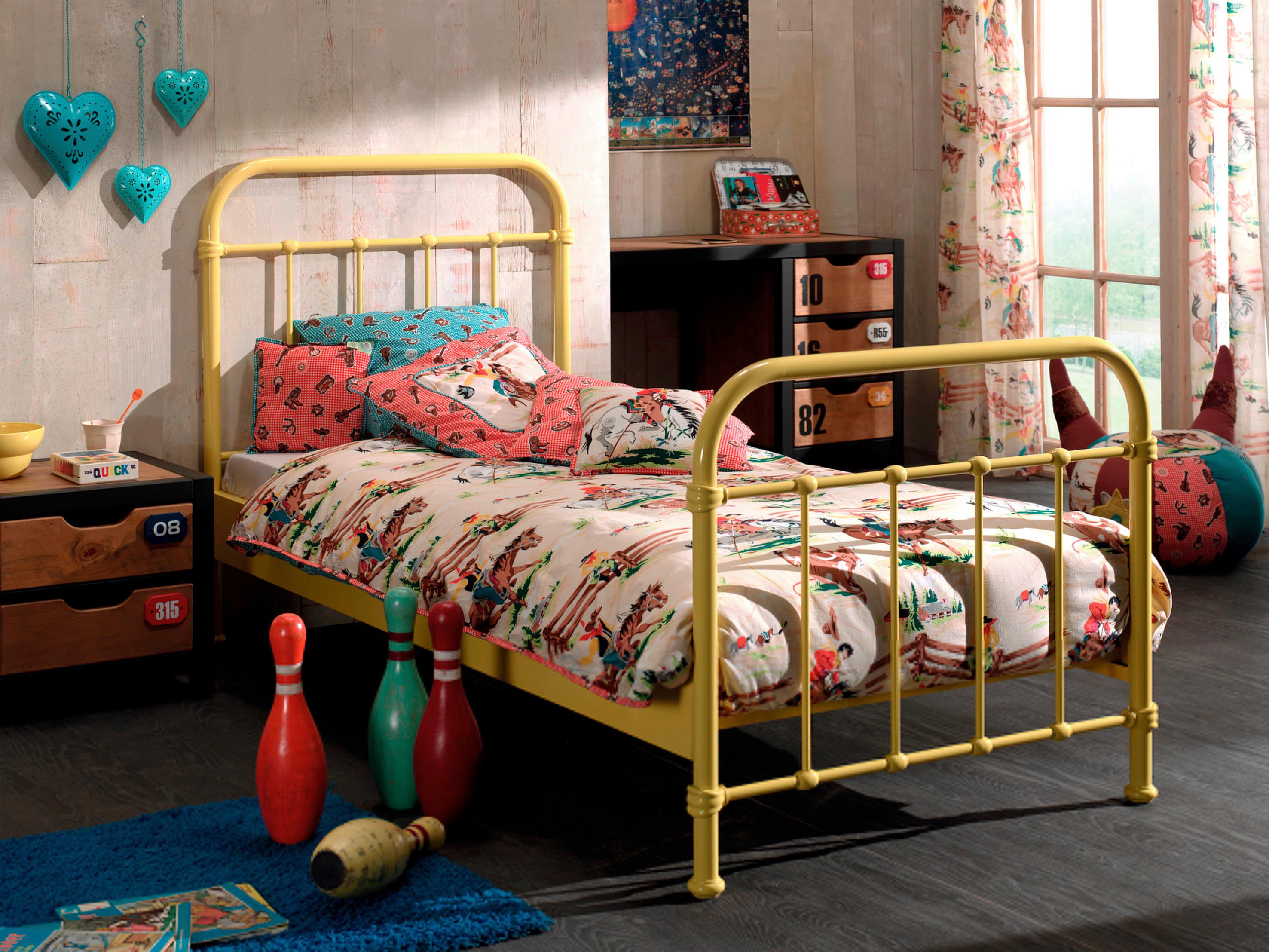 Kinder-/Juniorbett New York ca. 90x200 cm Gelb - Gelb, ROMANTIK / LANDHAUS, Holzwerkstoff/Metall (90/200cm) - Vipack