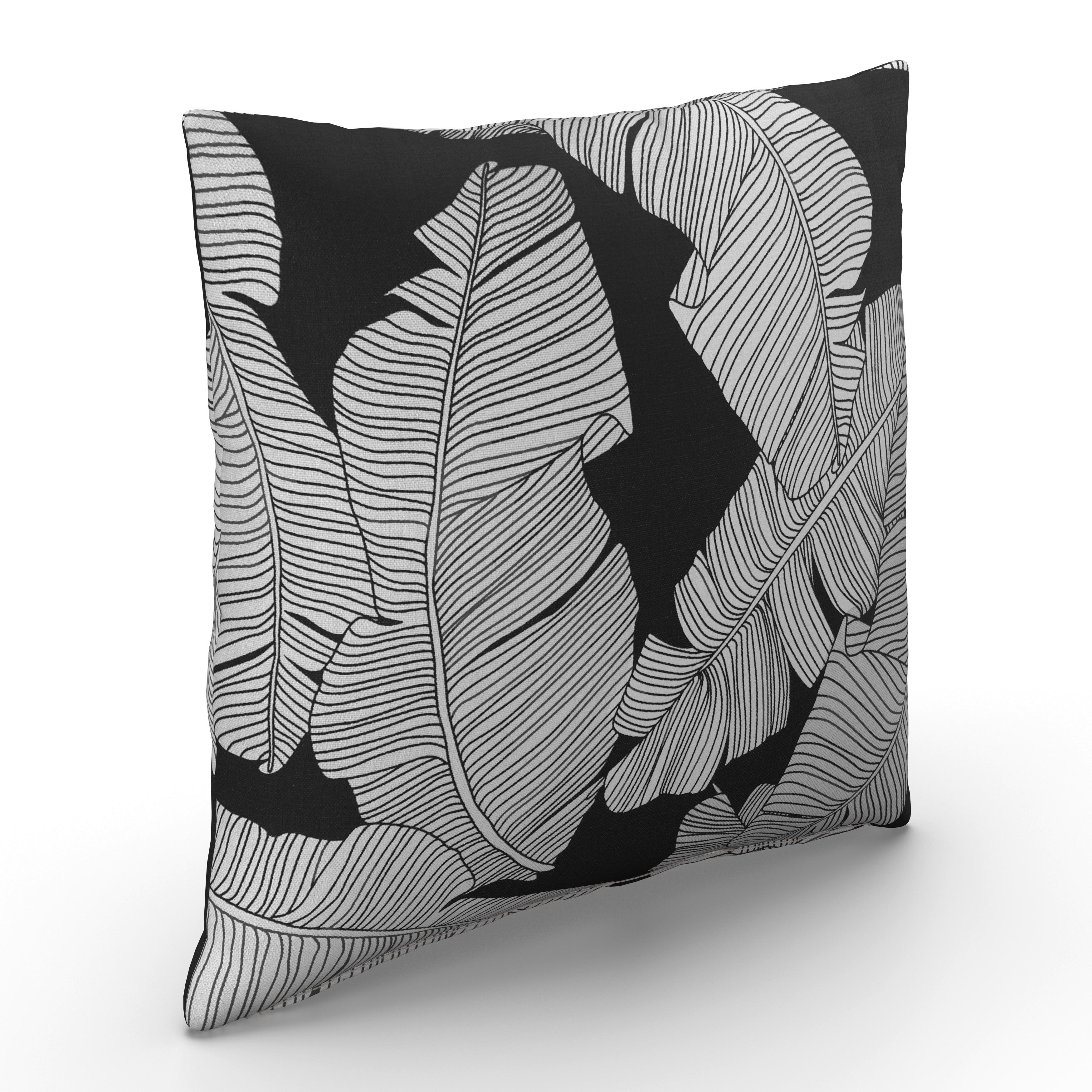 Outdoorkissen Natalia Schwarz/Weiß ca. 45x45 cm - Schwarz/Weiß, MODERN, Textil (45/45/10cm) - Bessagi Garden
