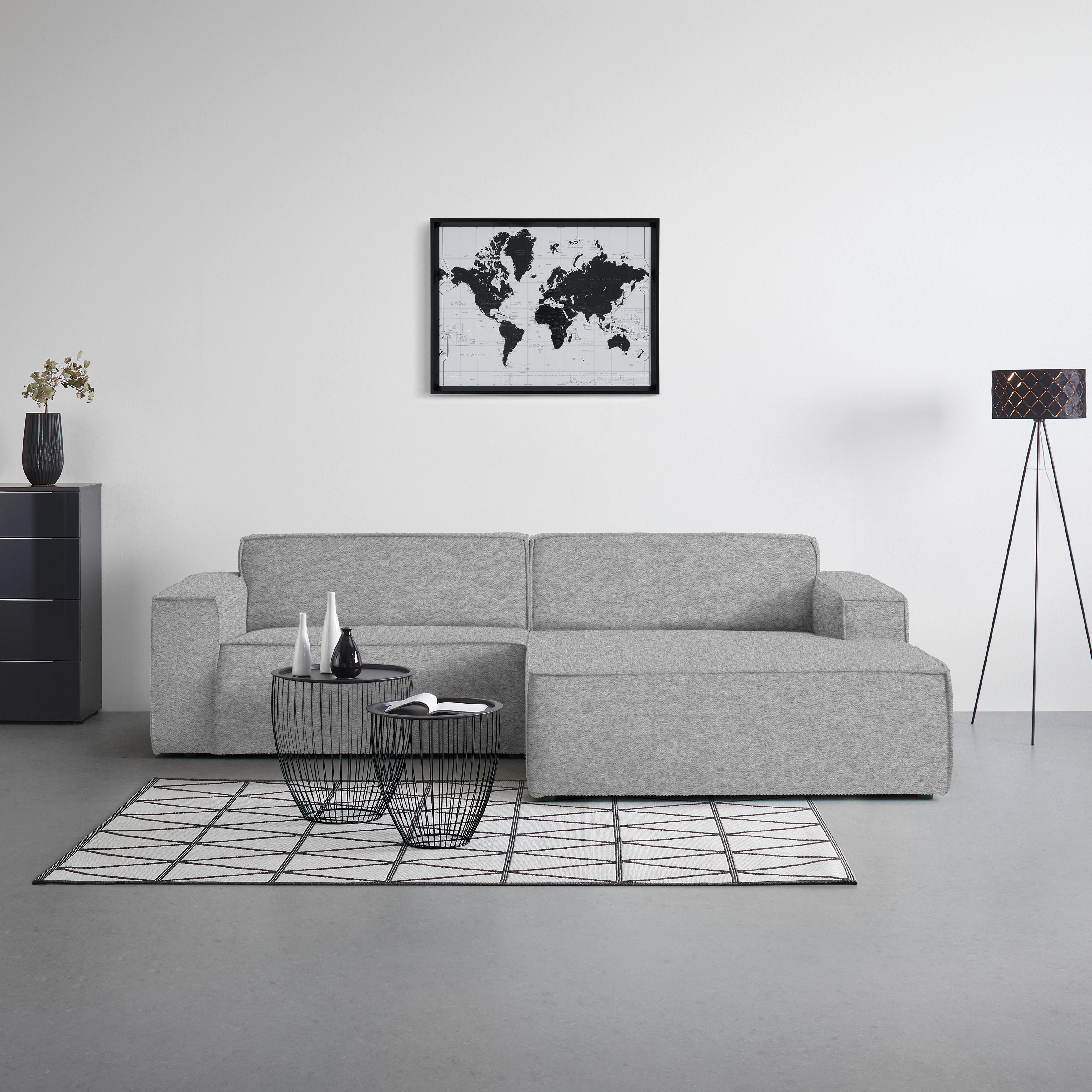 Wohnlandschaft Loft Silberfarben - Silberfarben/Schwarz, MODERN, Kunststoff/Textil (265/75/172cm) - Mömax