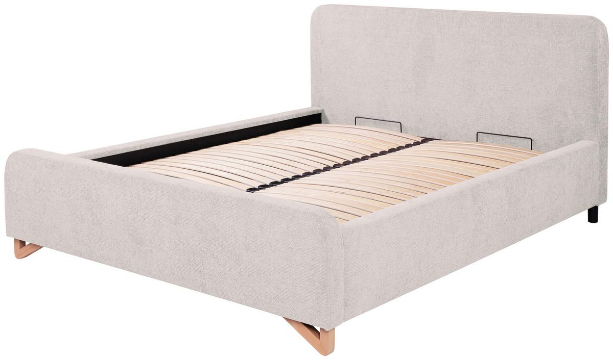 Oblazinjena Postelja Flamingo, Biserna Barva, 180x200cm - svetlo rjava/črna, Moderno, kovina/umetna masa (180/200cm) - MID.YOU