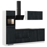 Küchenblock IKC mit Geräten ca. 280 cm Schwarz/Weiß - Eiche dunkel/Hellgrau, Design, Holzwerkstoff (280cm) - Impuls