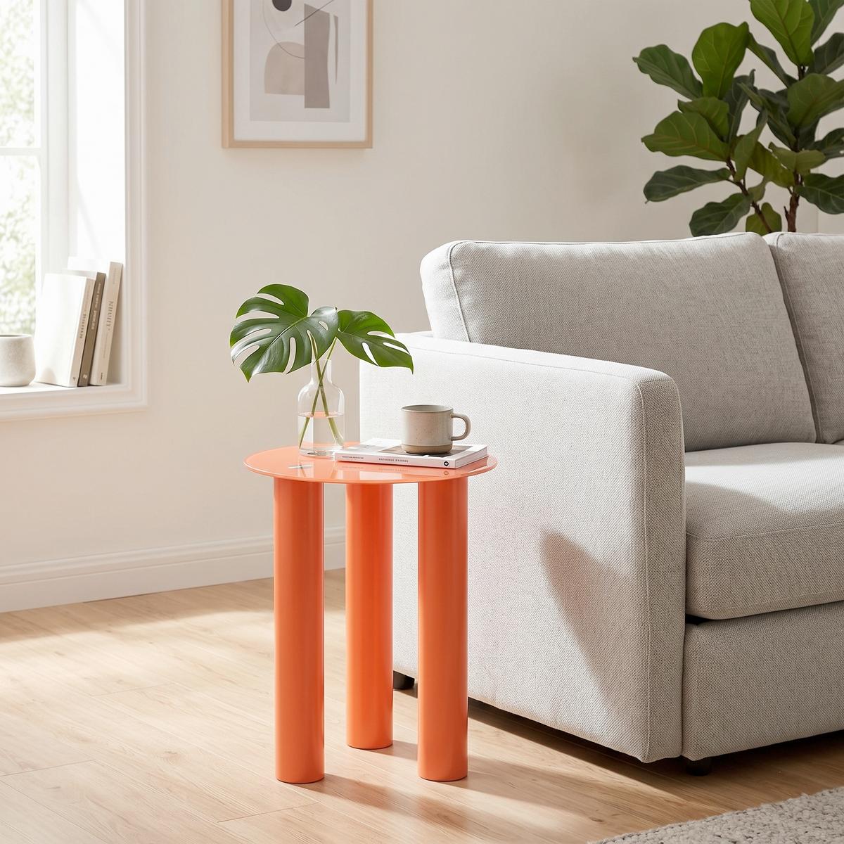 Beistelltisch Largo Orange - Orange, LIFESTYLE, Glas/Holz (35/47/35cm) - Based