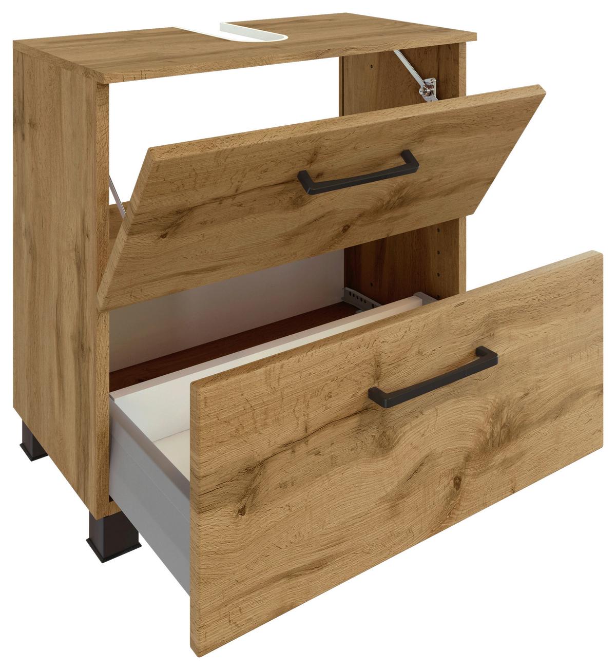 Waschbeckenunterschrank Manchester ca. 60x59 cm Eiche - Eichefarben/Schwarz, MODERN, Holzwerkstoff/Metall (60/59/35cm) - Held